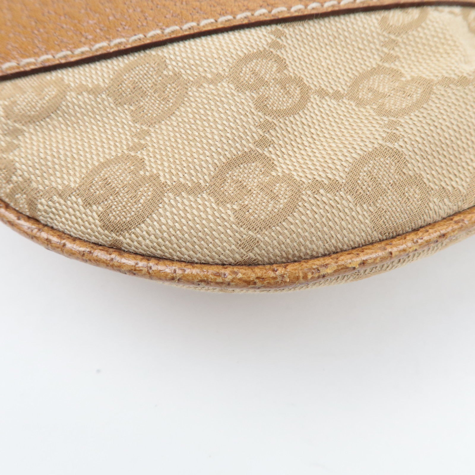 GUCCI GG Canvas Leather Shoulder Bag Beige Brown 124358