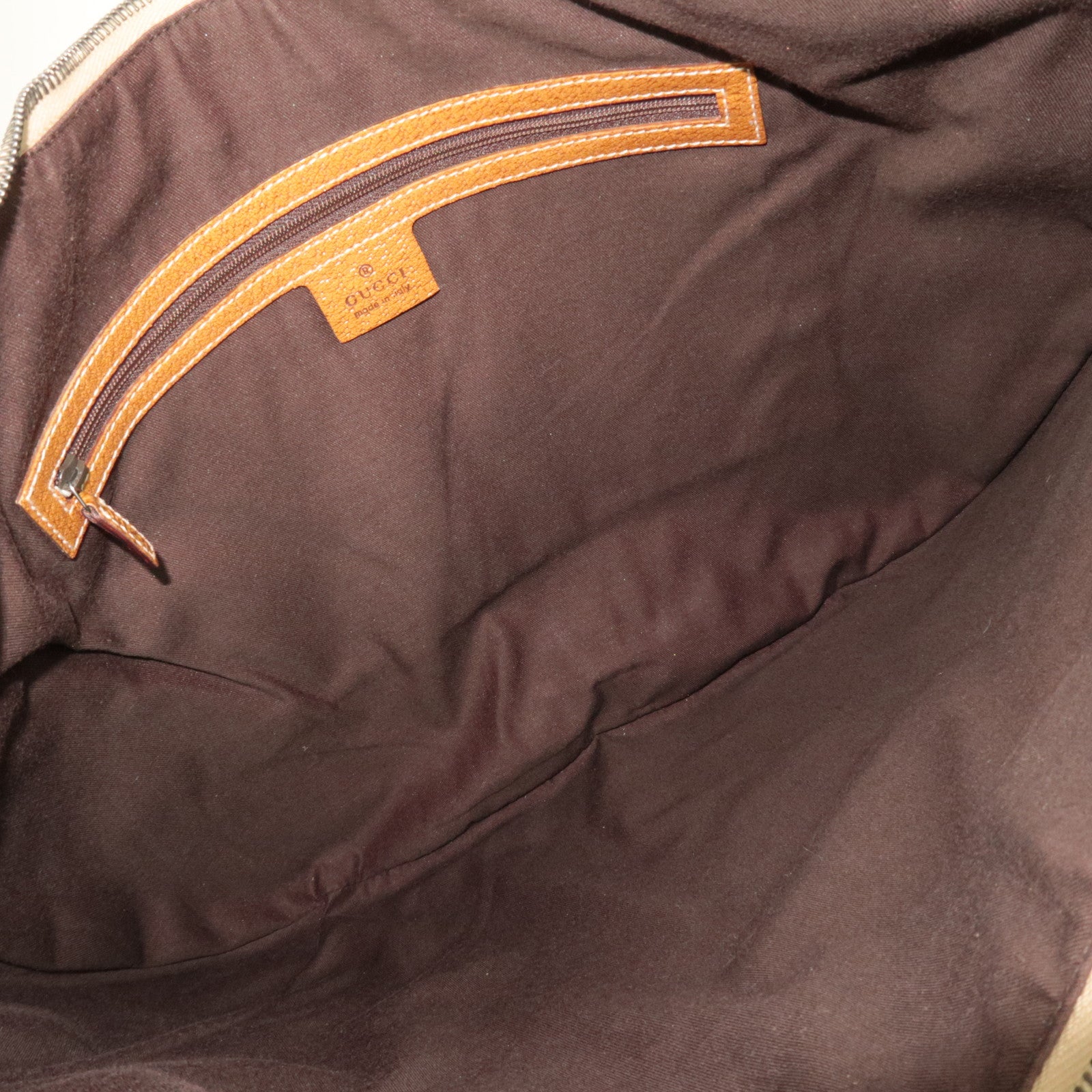 GUCCI GG Canvas Leather Shoulder Bag Beige Brown 124358