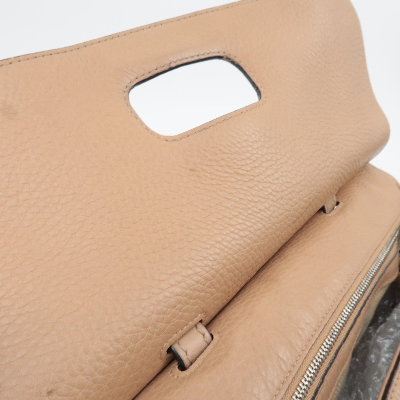 GUCCI Bamboo Daily 2Way Leather Handbag Beige 392013