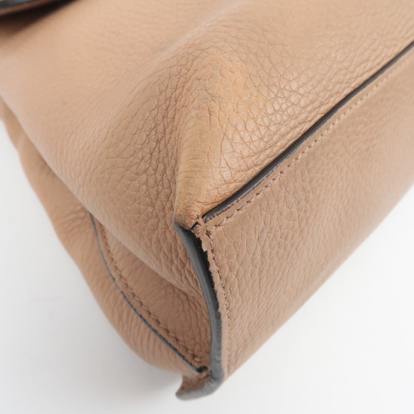 GUCCI Bamboo Daily 2Way Leather Handbag Beige 392013