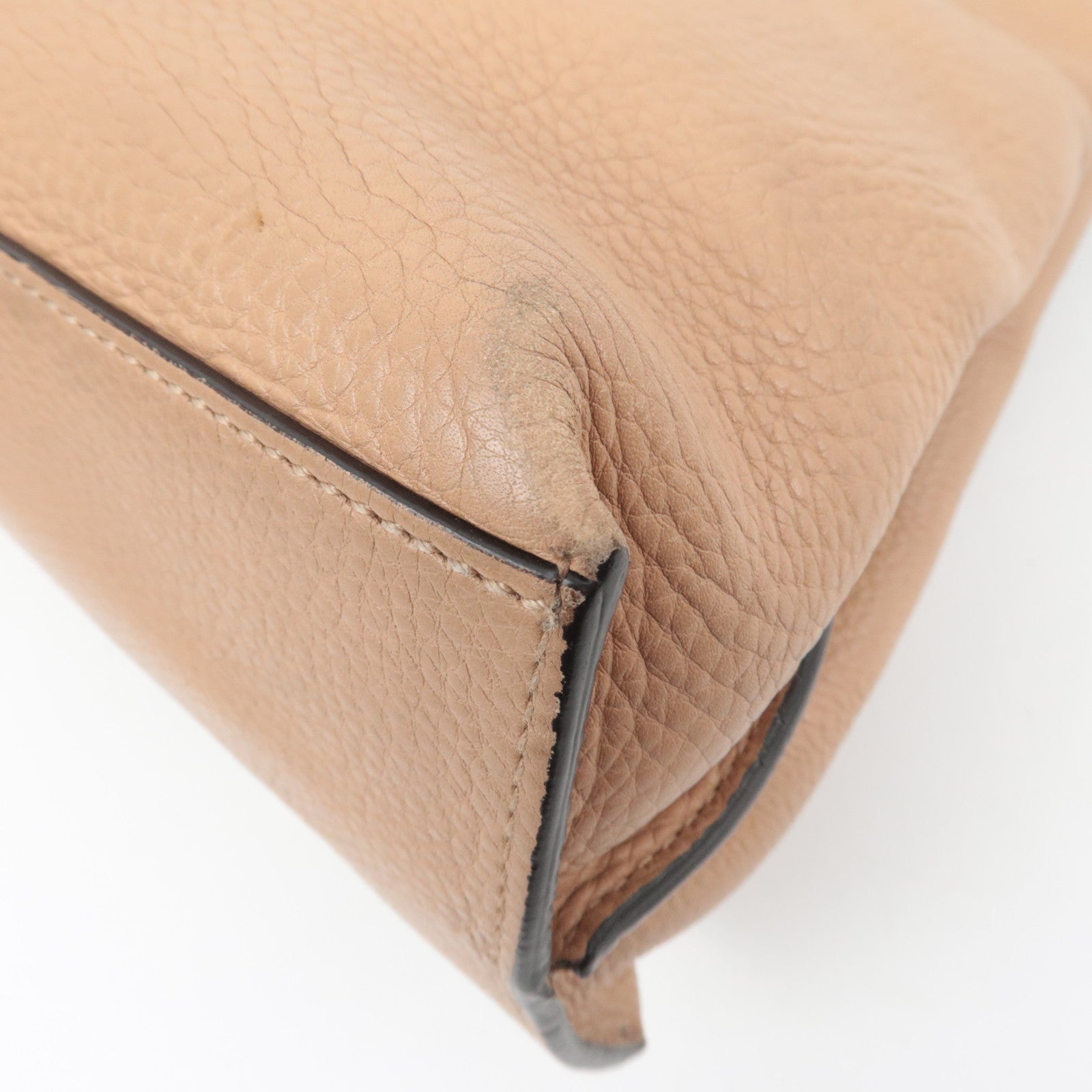 GUCCI Bamboo Daily 2Way Leather Handbag Beige 392013