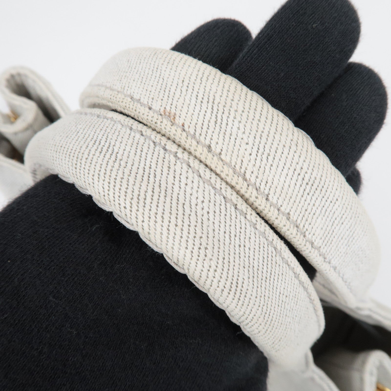 PRADA Canapa Mini 2Way Denim Tote Bag White 1BG439