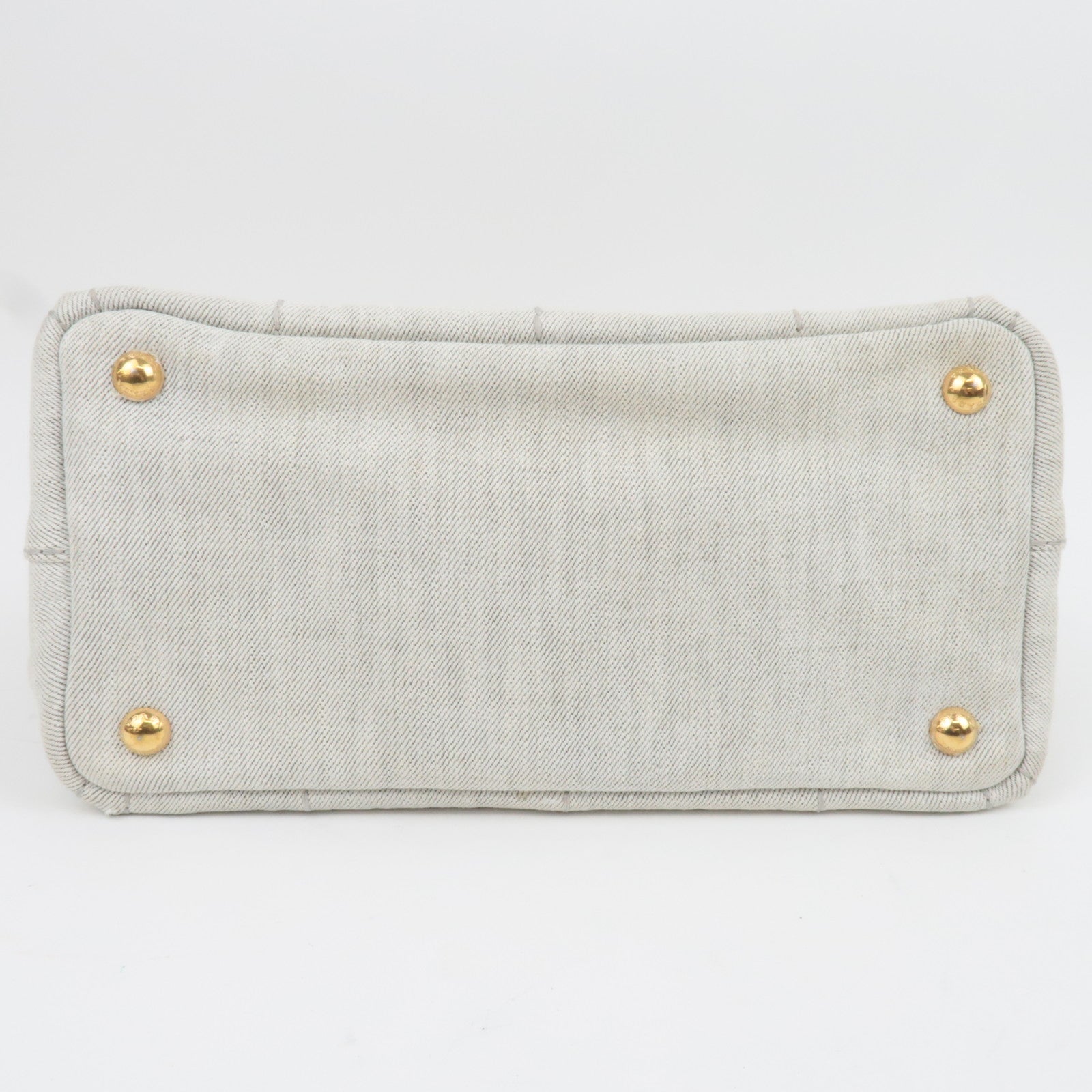 PRADA Canapa Mini 2Way Denim Tote Bag White 1BG439