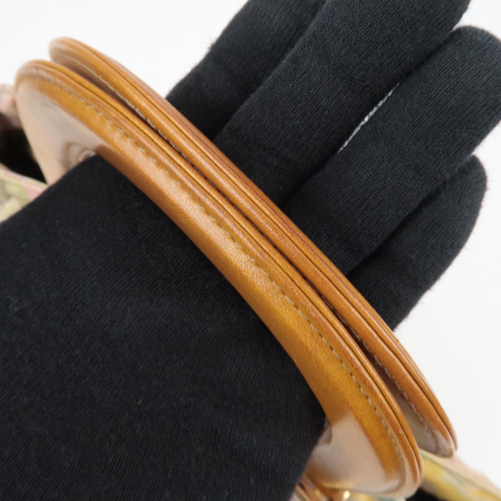 FENDI Canvas Leather Handbag Multicolor Brown