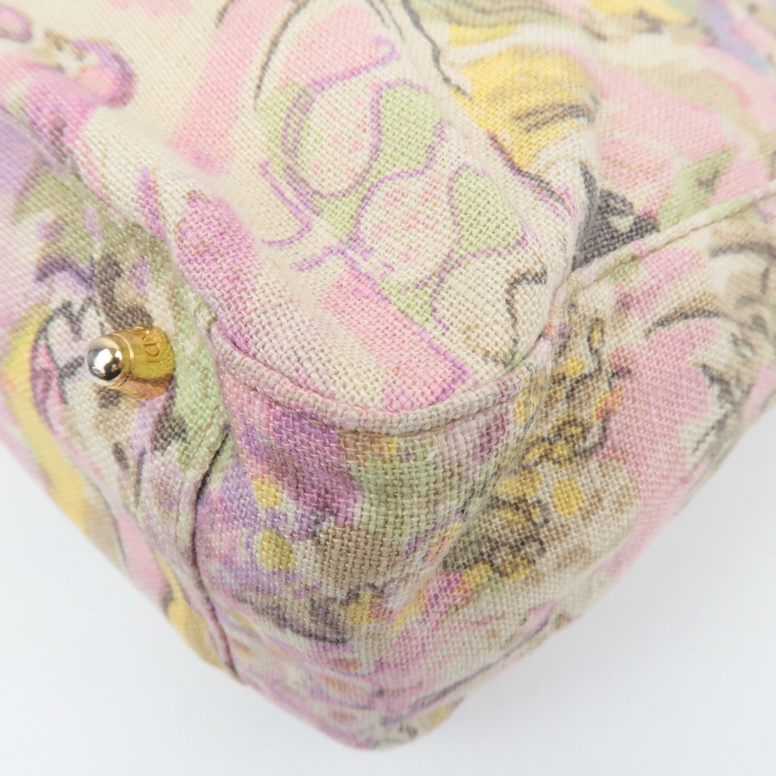 FENDI Canvas Leather Handbag Multicolor Brown