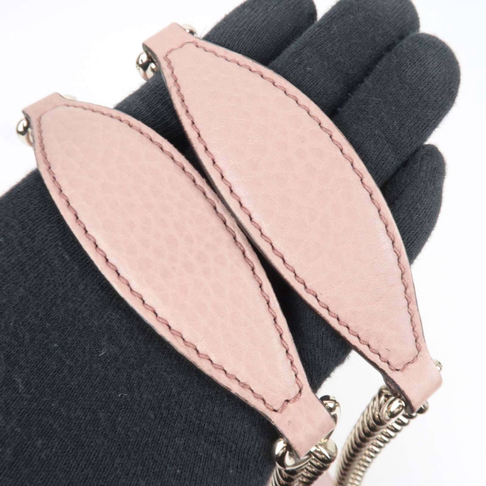 GUCCI Soho Interlocking G Leather Chain Shoulder Bag Pink 308982