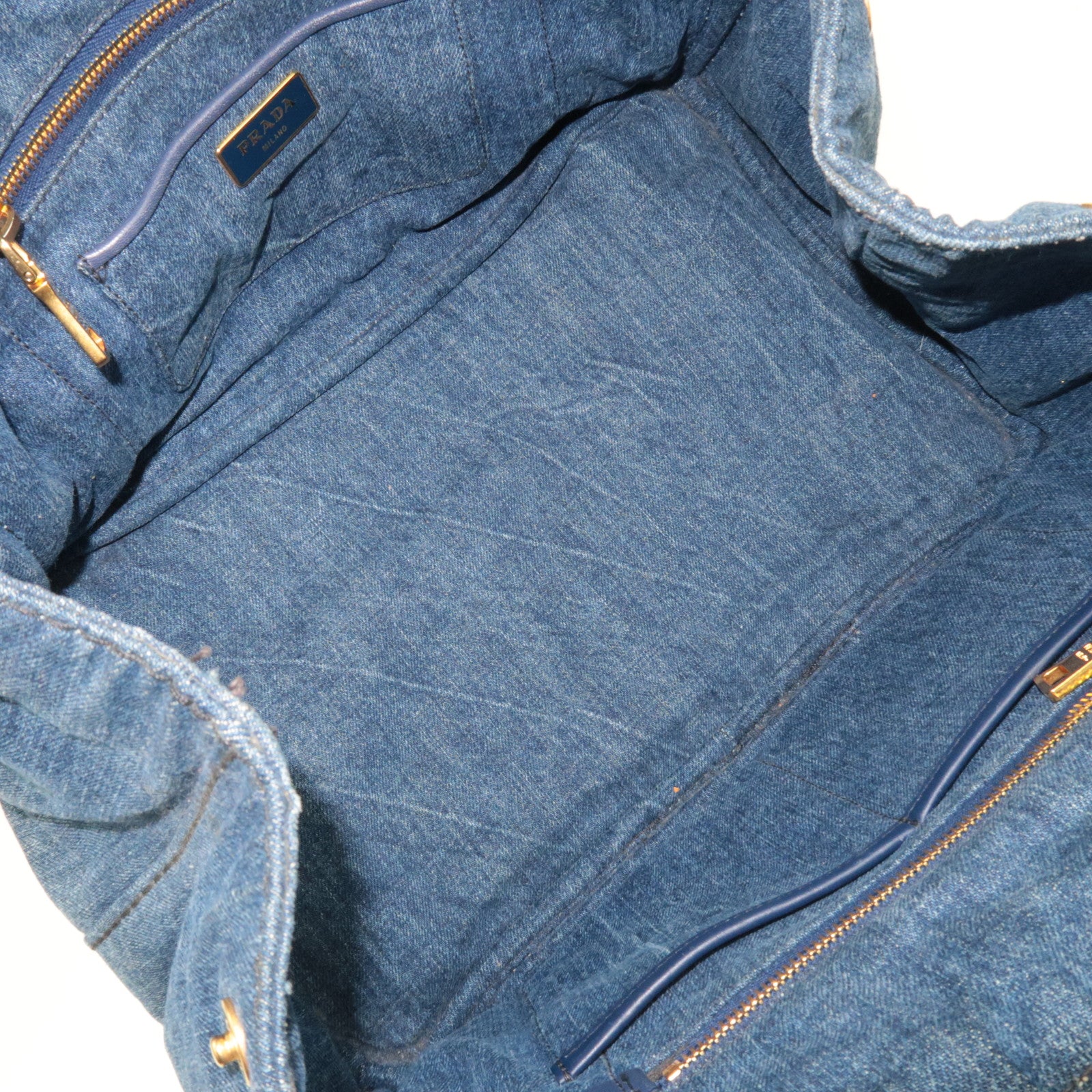 PRADA Canapa Medium Denim Tote Bag Blue B1877B