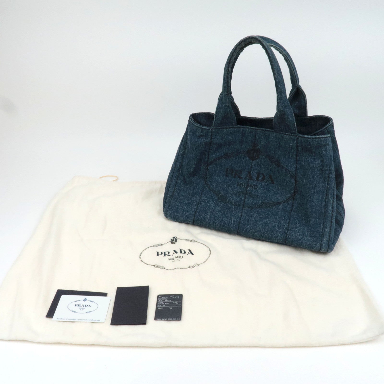 PRADA Canapa Medium Denim Tote Bag Blue B1877B