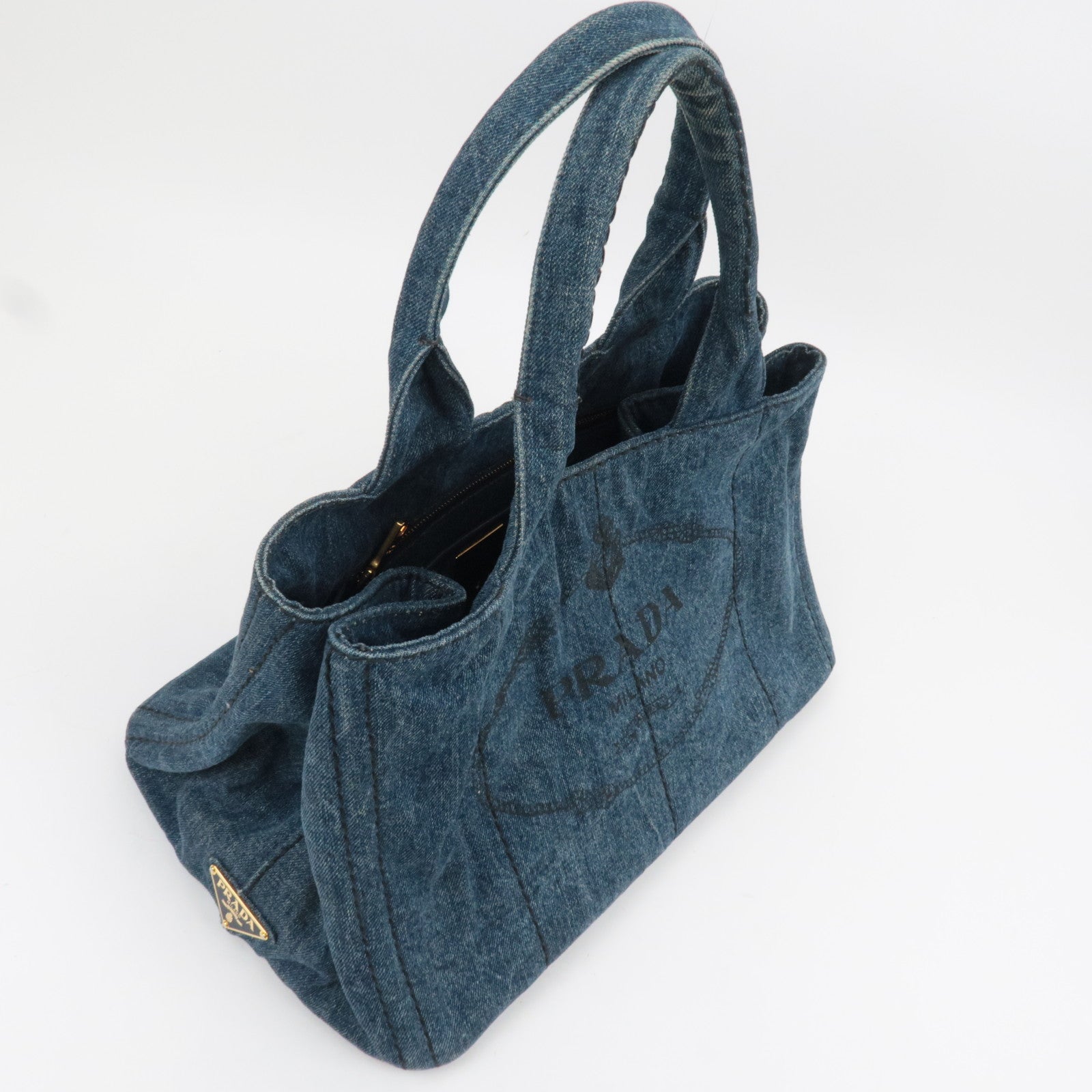 PRADA Canapa Medium Denim Tote Bag Blue B1877B