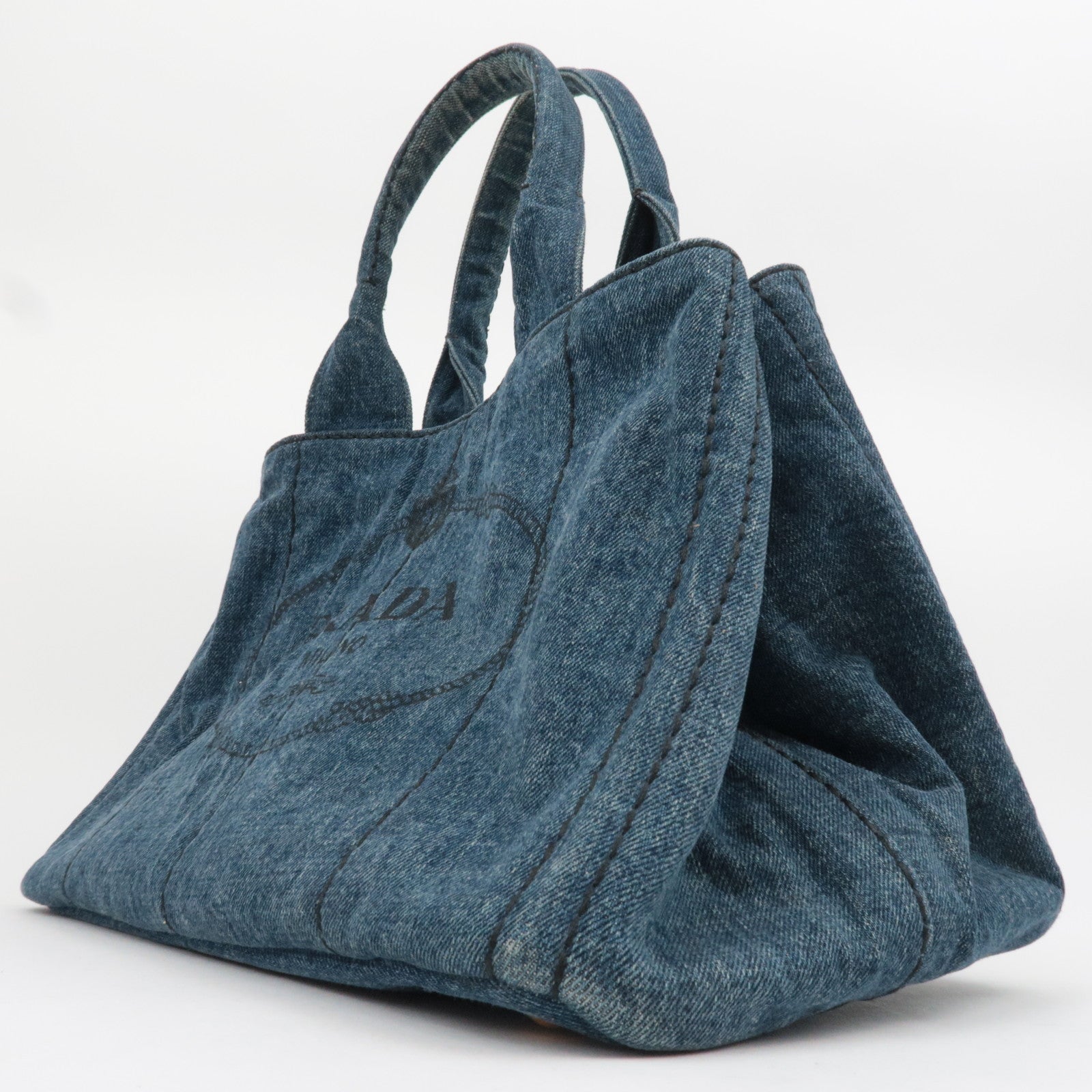 PRADA Canapa Medium Denim Tote Bag Blue B1877B