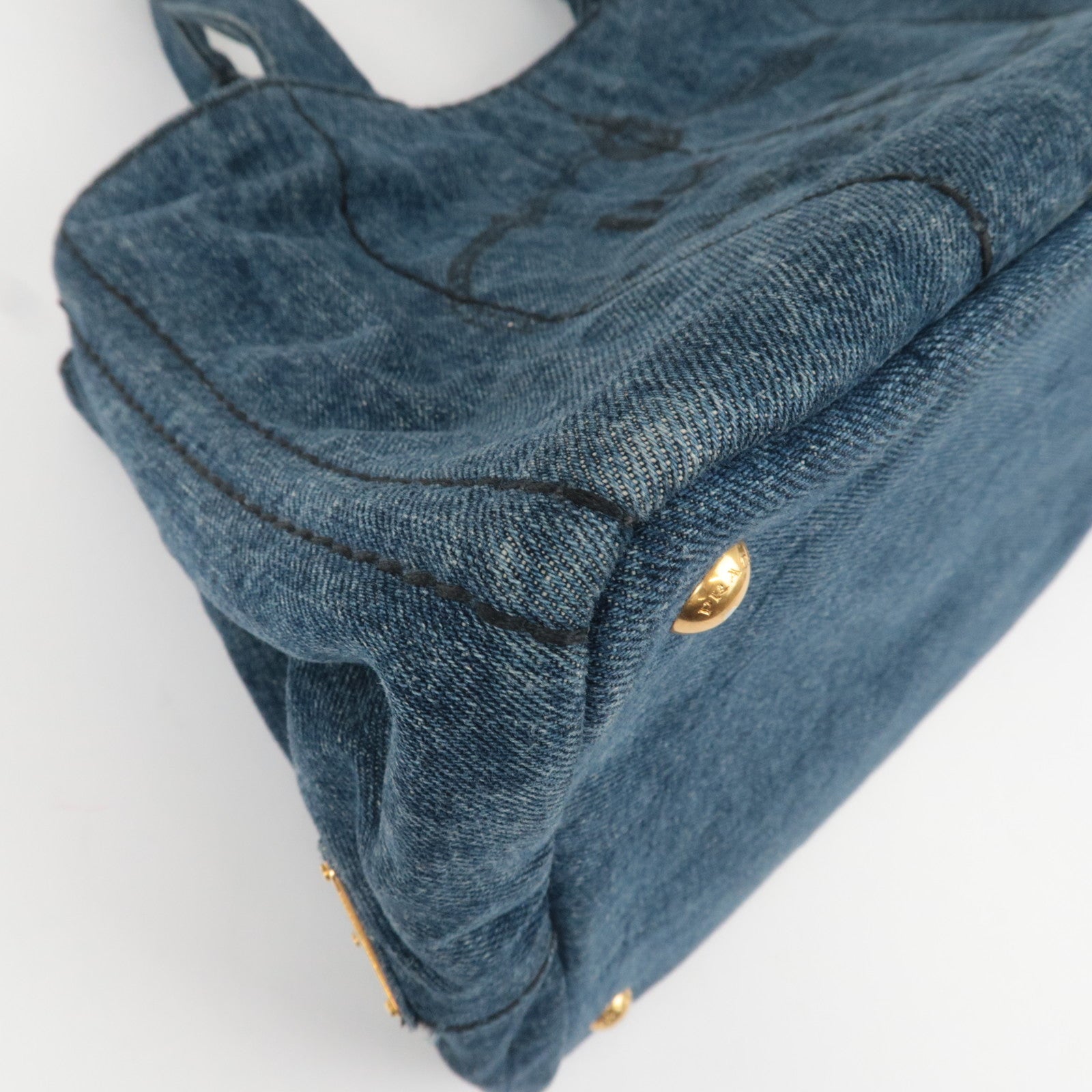 PRADA Canapa Medium Denim Tote Bag Blue B1877B