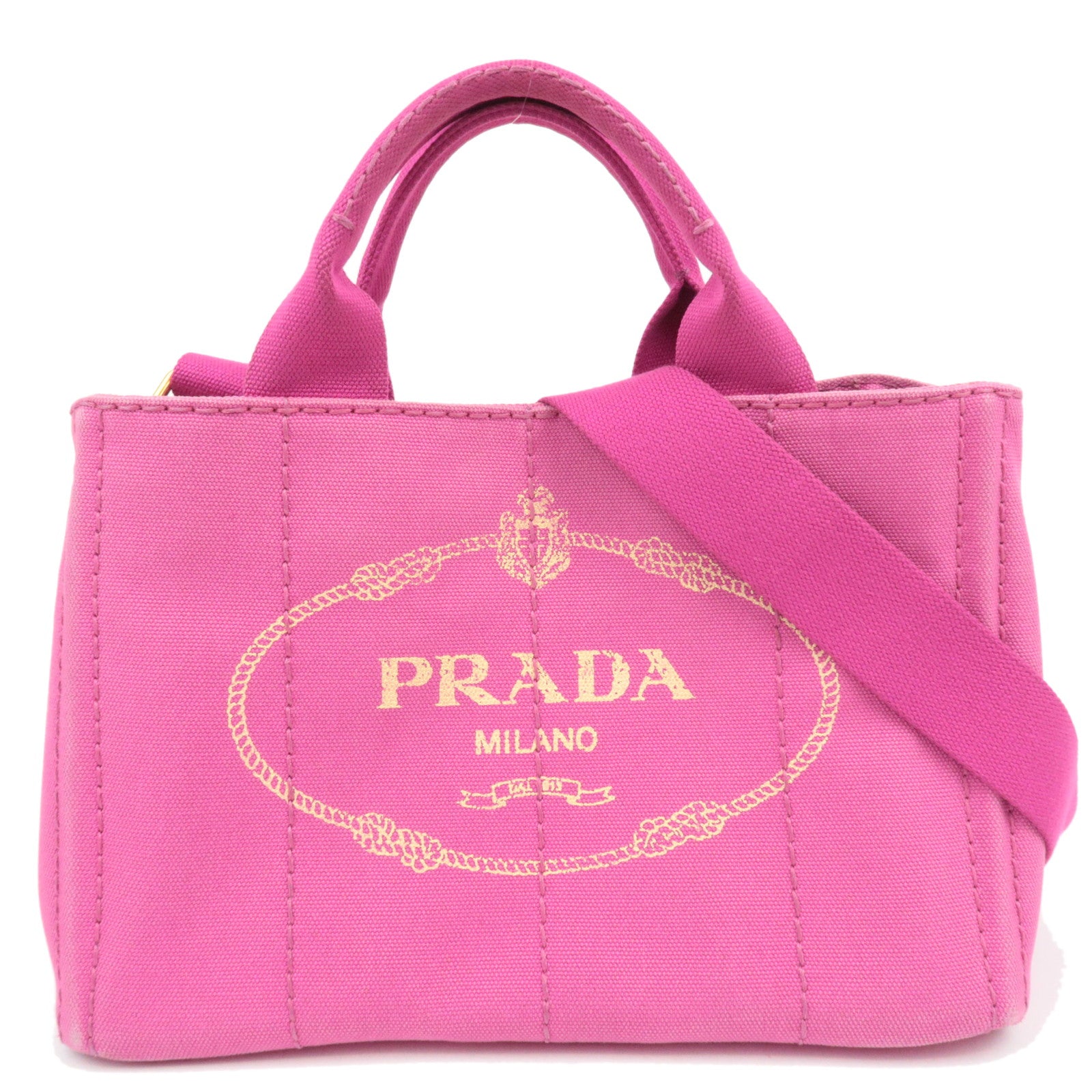 PRADA Canapa Mini 2Way Canvas Tote Bag Pink B2439G87102