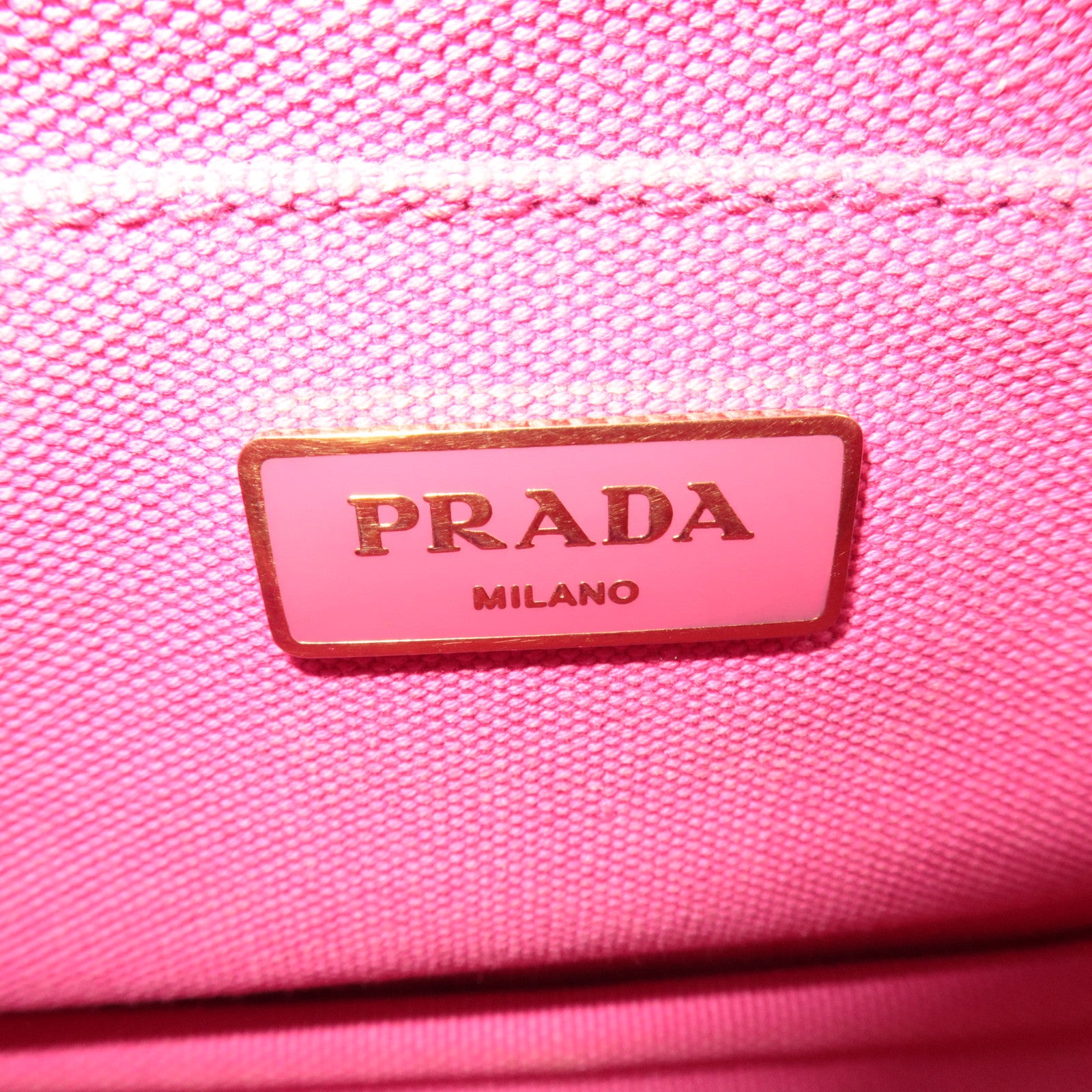 PRADA Canapa Mini 2Way Canvas Tote Bag Pink B2439G