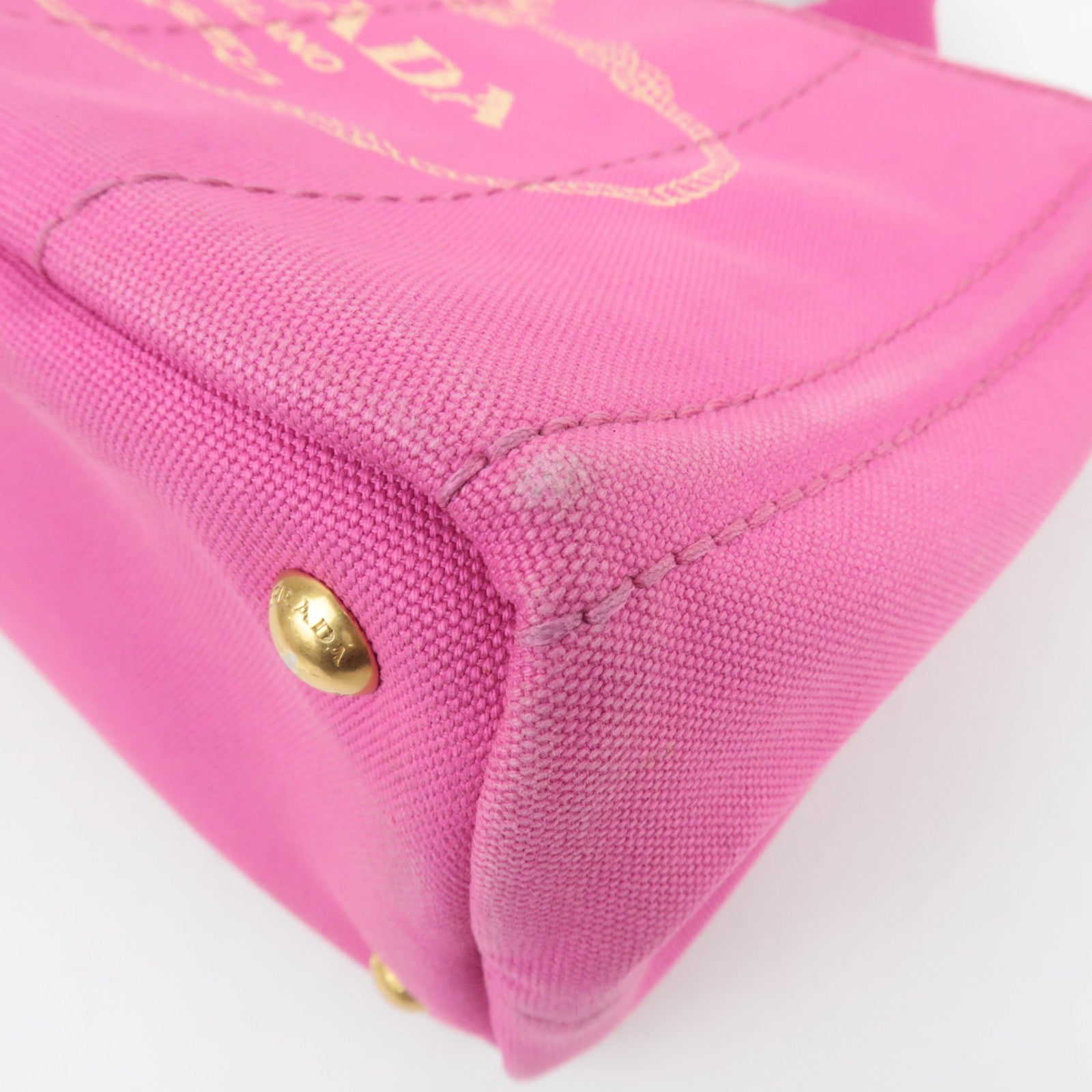 PRADA Canapa Mini 2Way Canvas Tote Bag Pink B2439G