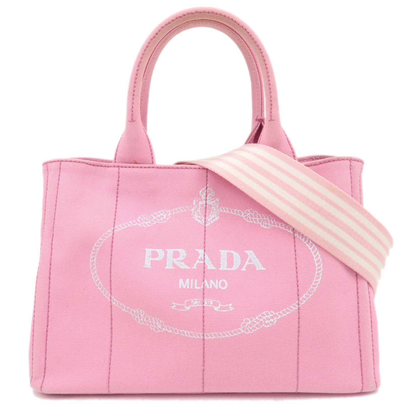 PRADA Canapa Mini Canvas 2Way Tote Bag Pink 1BG43987108