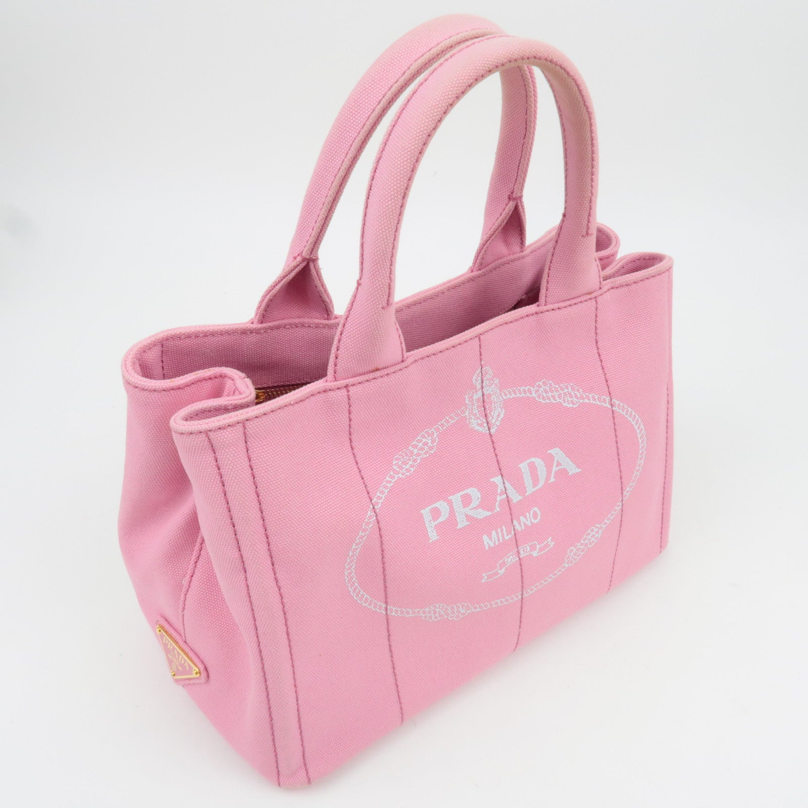 PRADA Canapa Mini Canvas 2Way Tote Bag Pink 1BG439
