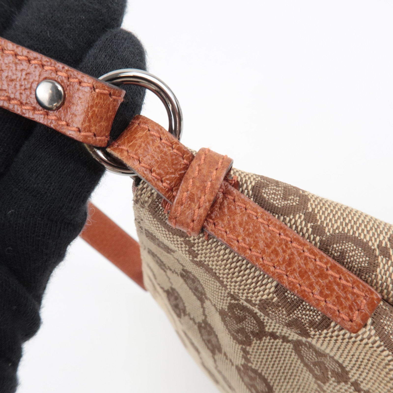 GUCCI Small Shoulder Bag GG Canvas Leather Beige 103399