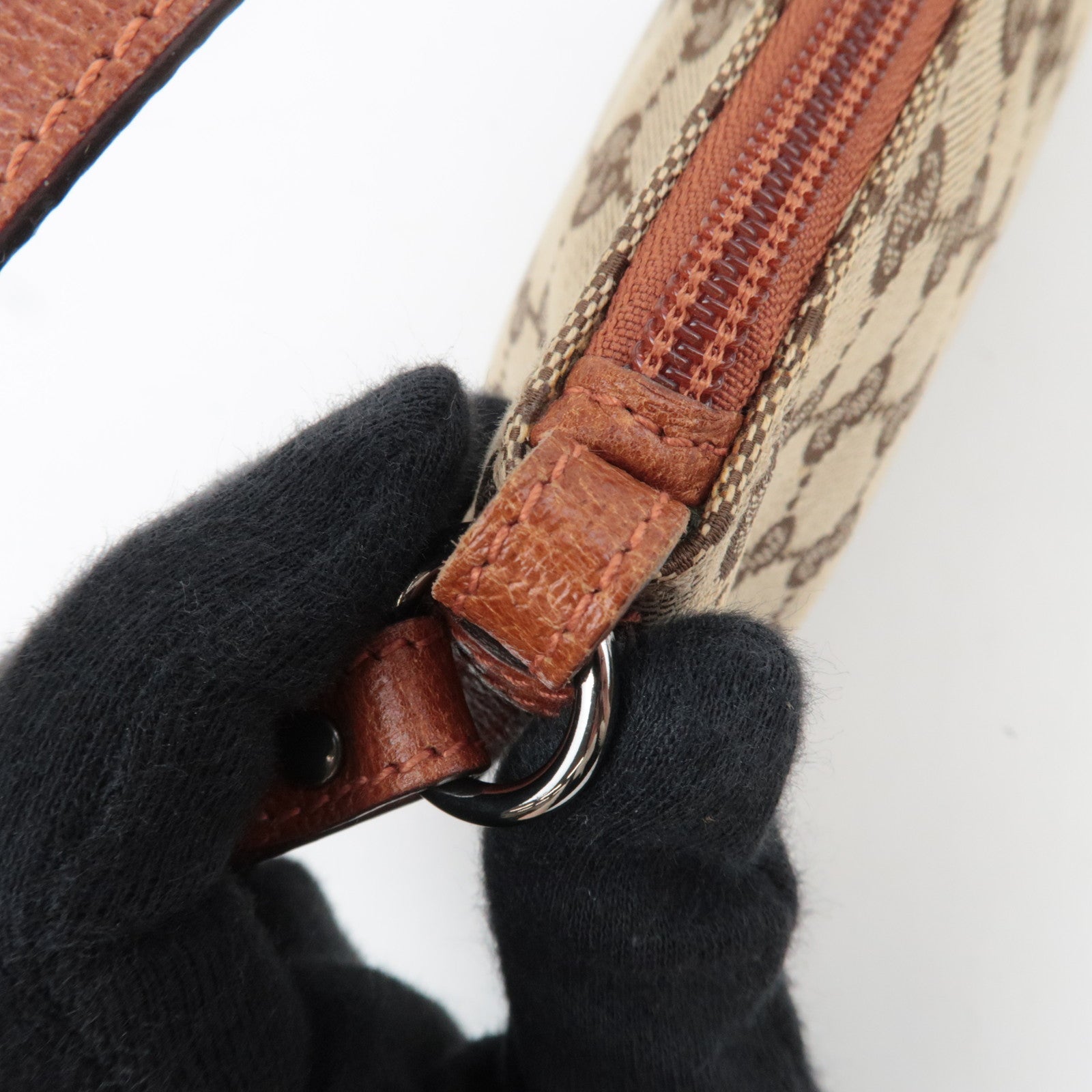 GUCCI Small Shoulder Bag GG Canvas Leather Beige 103399