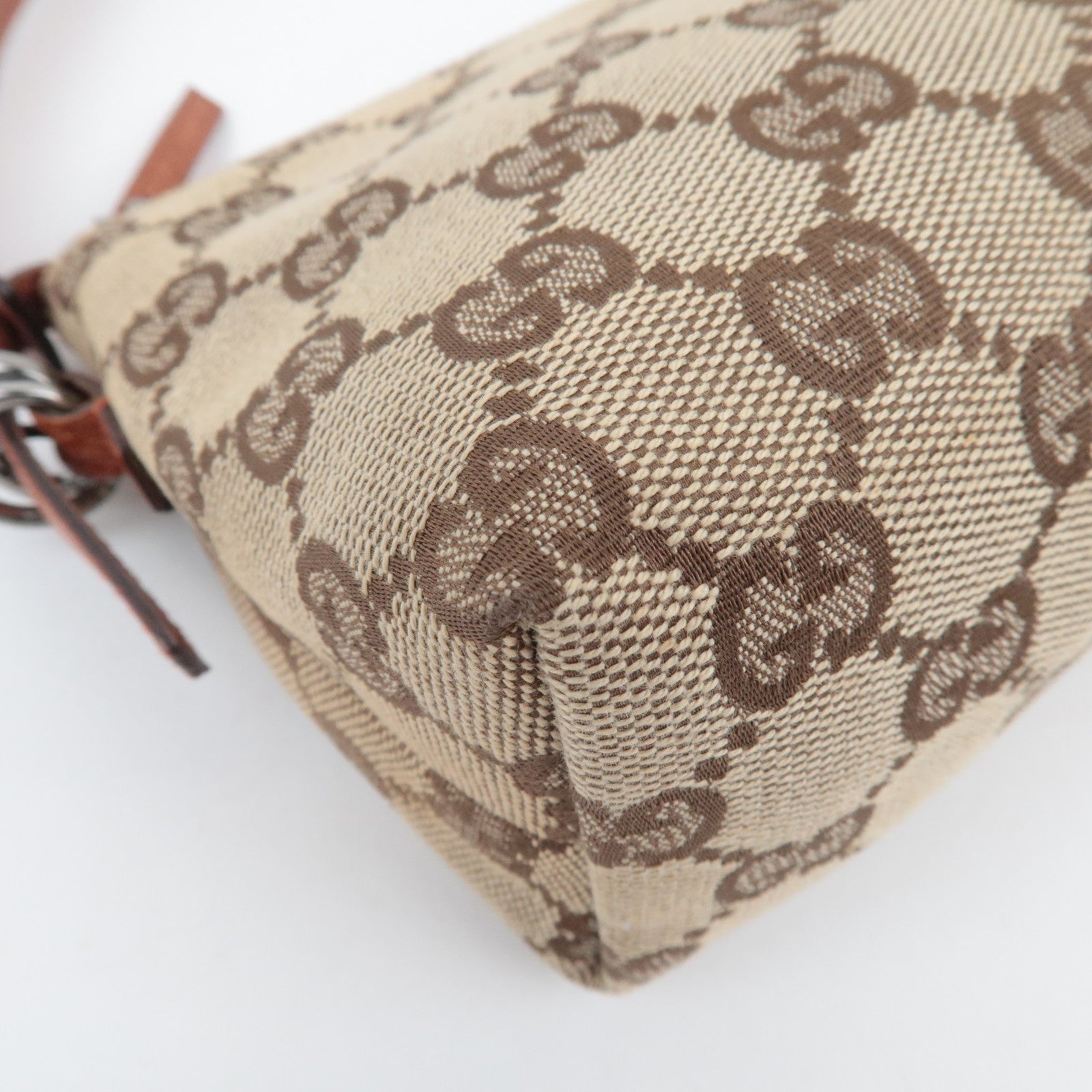 GUCCI Small Shoulder Bag GG Canvas Leather Beige 103399