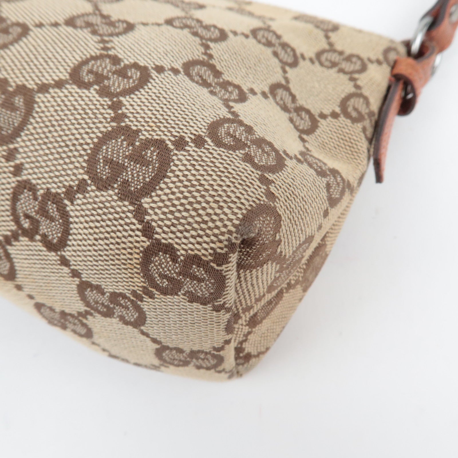 GUCCI Small Shoulder Bag GG Canvas Leather Beige 103399