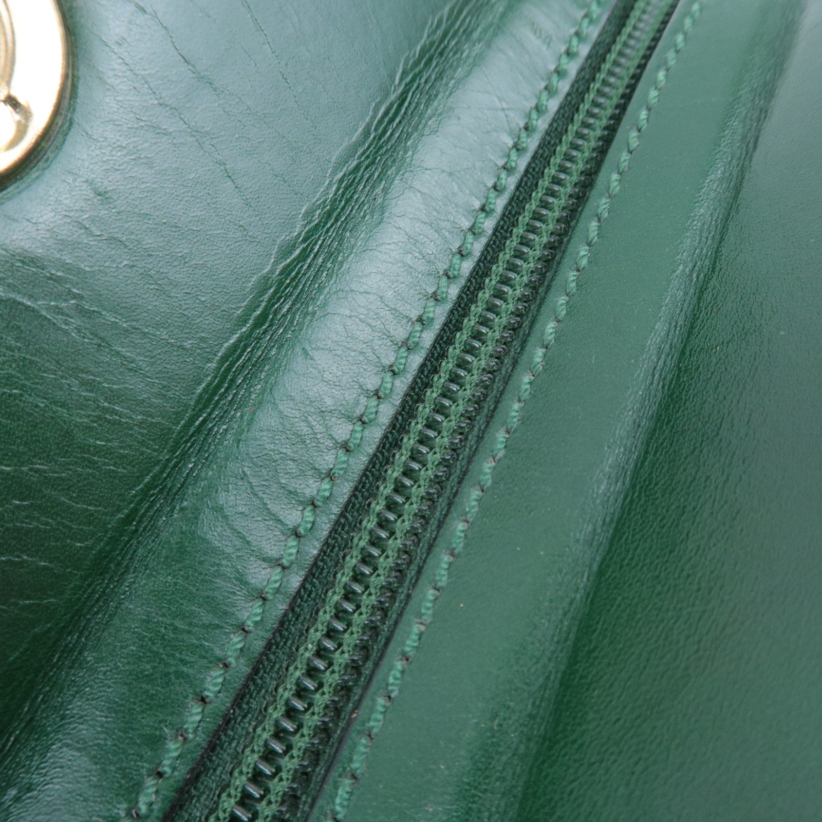 FENDI Vintage Leather Shoulder Bag Green