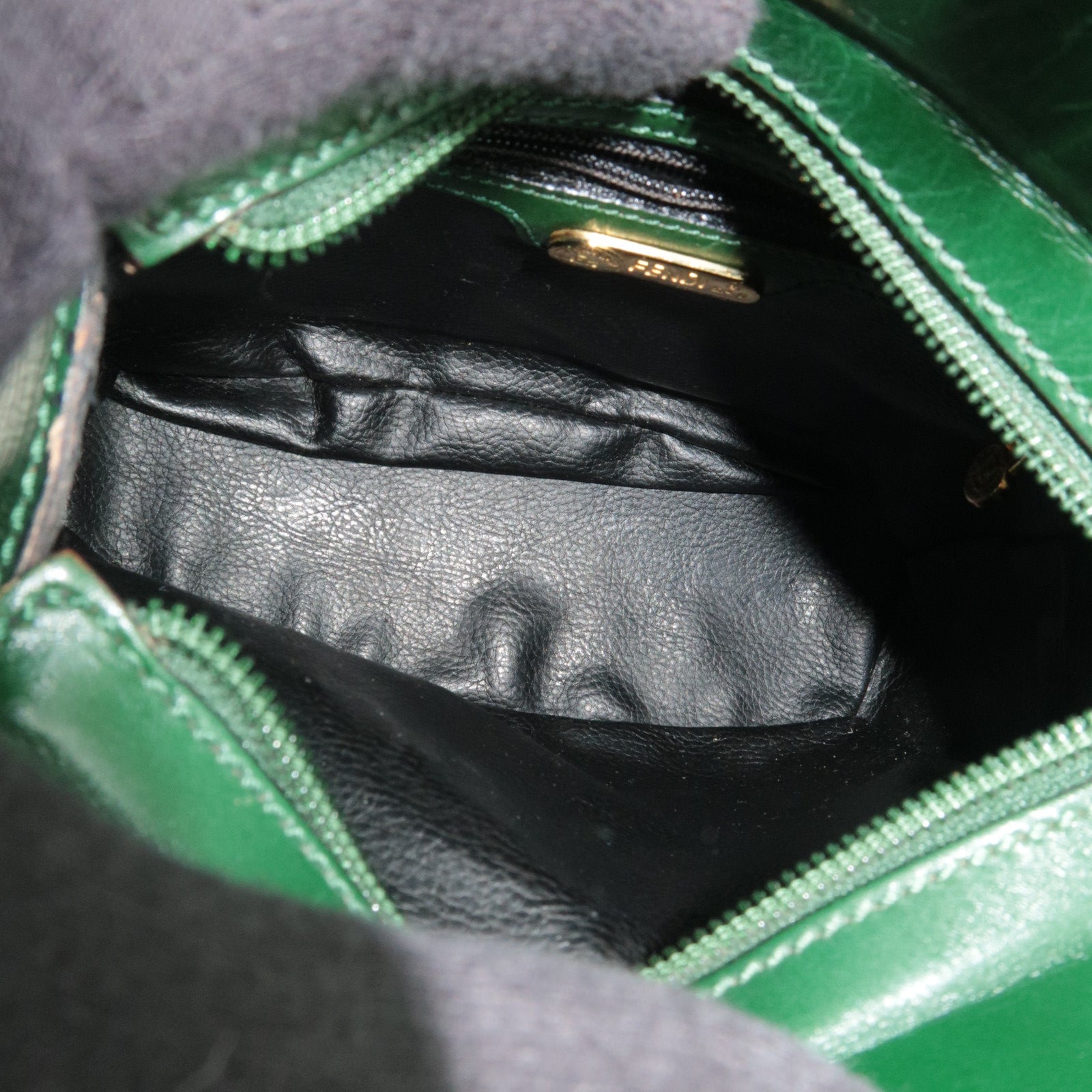 FENDI Vintage Leather Shoulder Bag Green