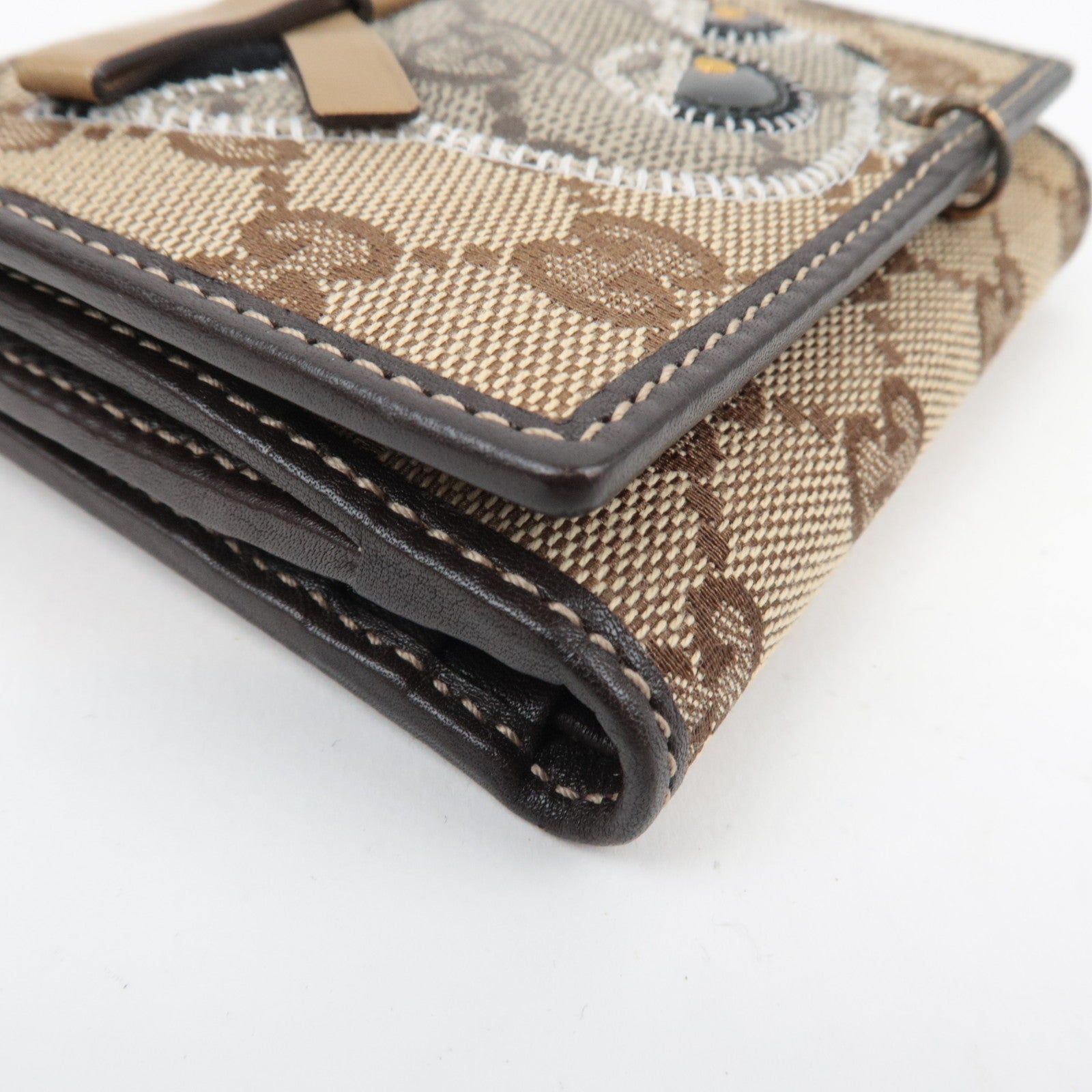 GUCCI Guccioli Chihuahua Wallet GG Canvas GG Plus Leather Beige 224224