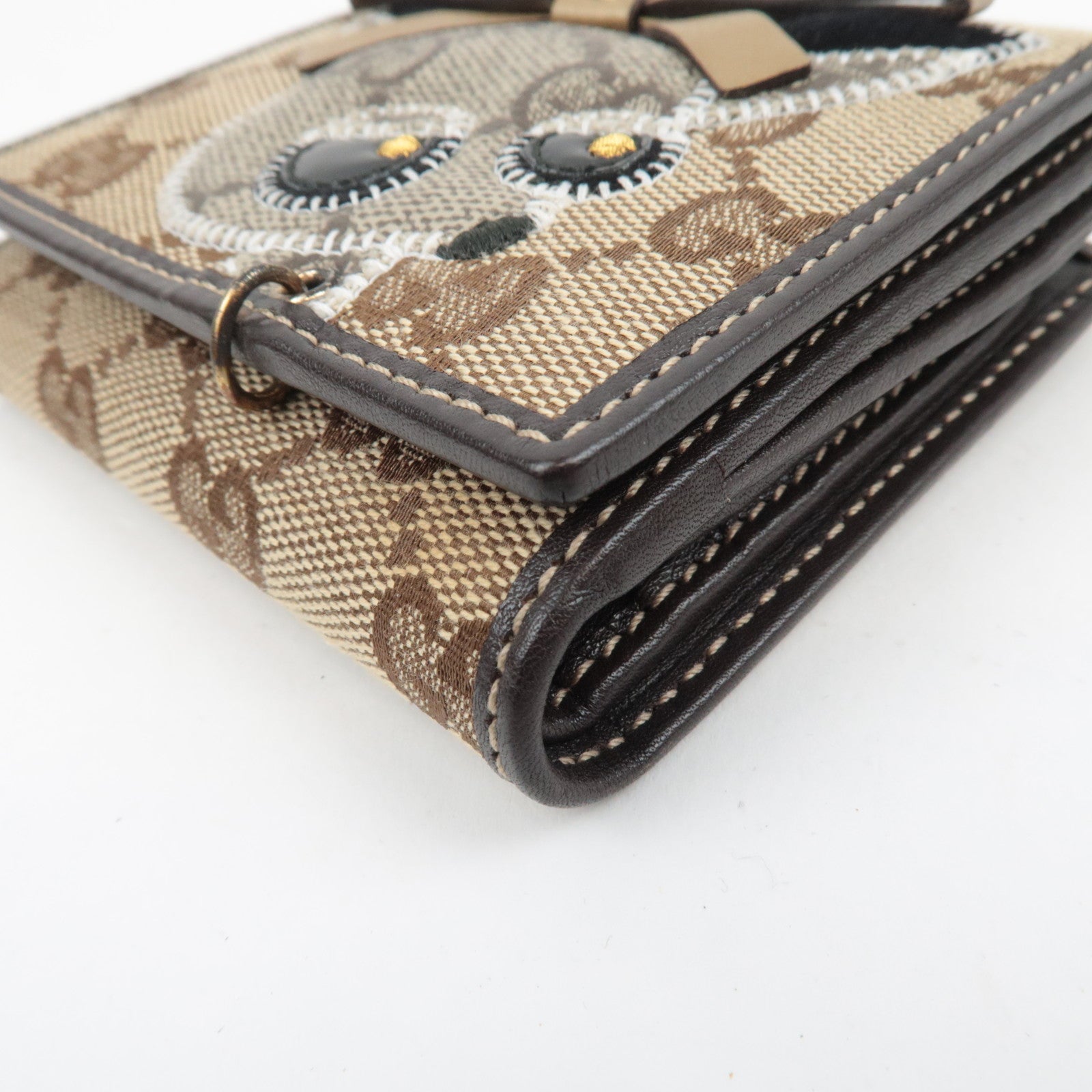 GUCCI Guccioli Chihuahua Wallet GG Canvas GG Plus Leather Beige 224224