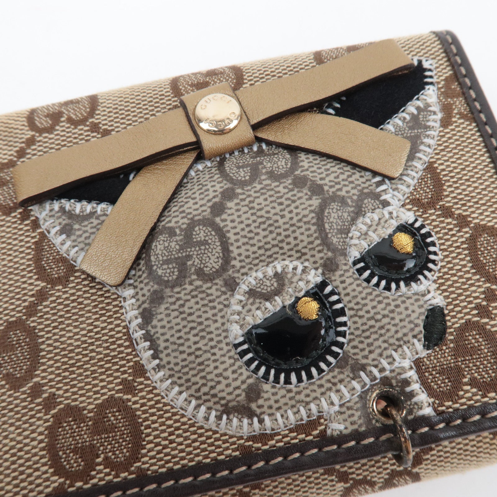 GUCCI Guccioli Chihuahua Wallet GG Canvas GG Plus Leather Beige 224224