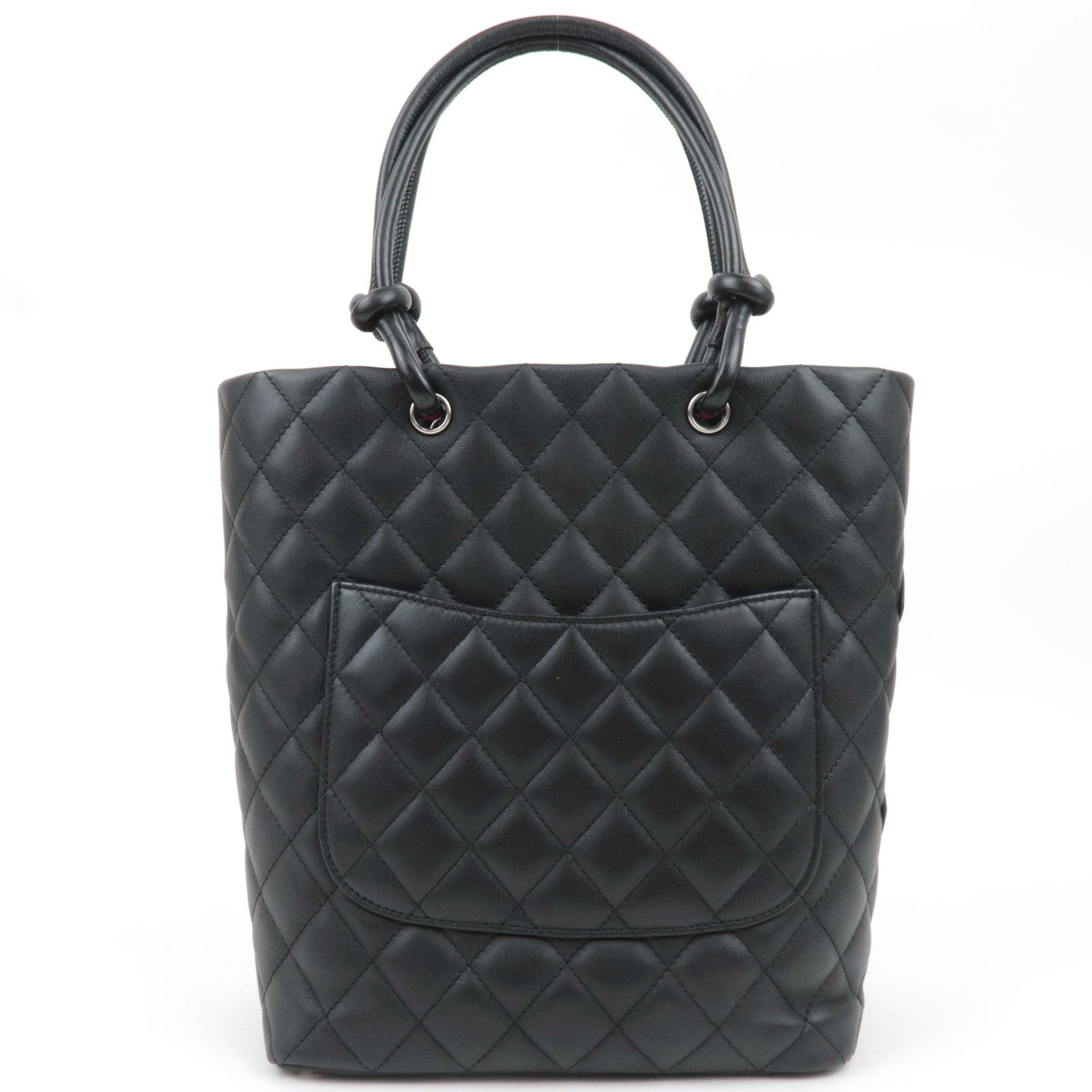CHANEL Cambon Line Medium Tote Lambskin Patent Black A25167
