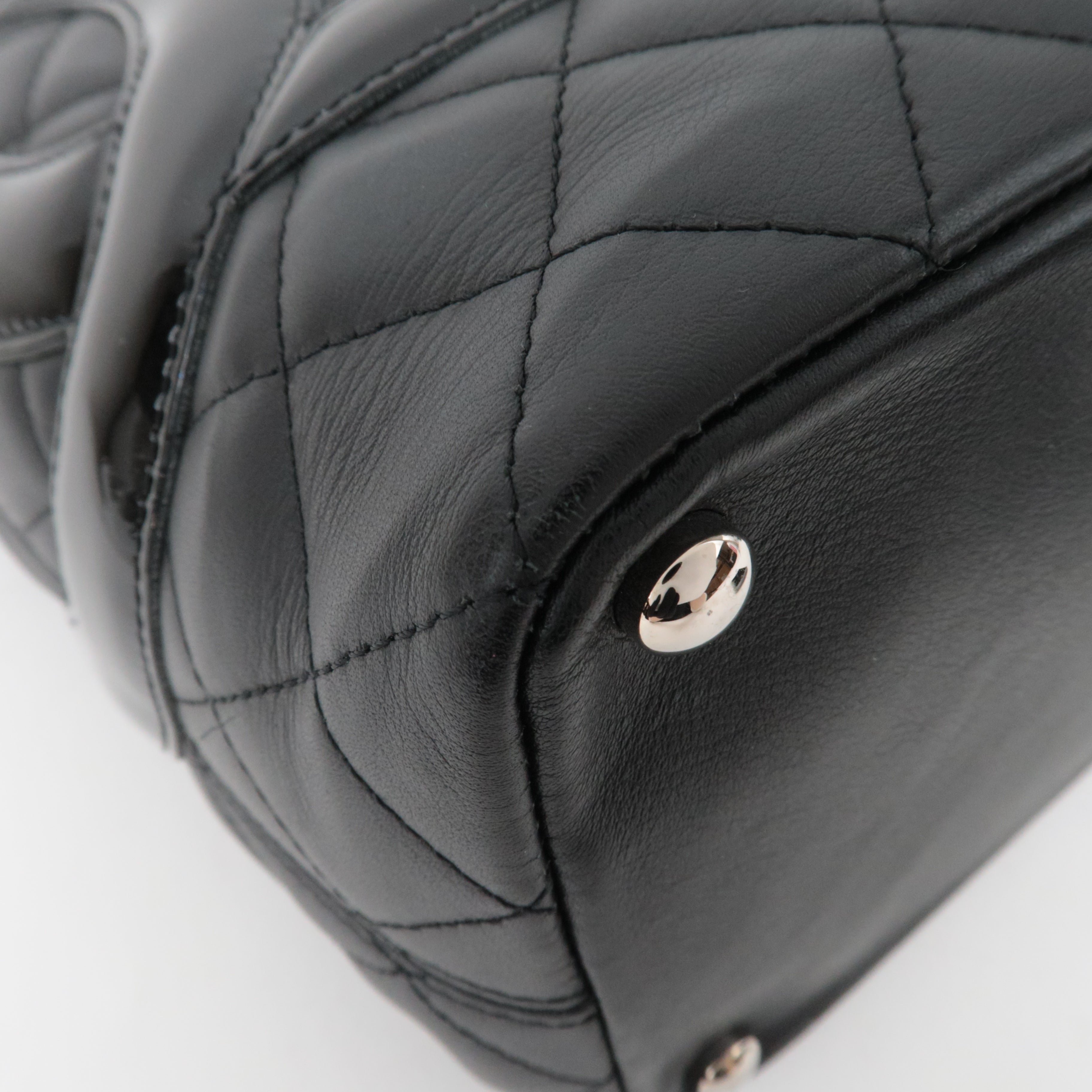 CHANEL Cambon Line Medium Tote Lambskin Patent Black A25167