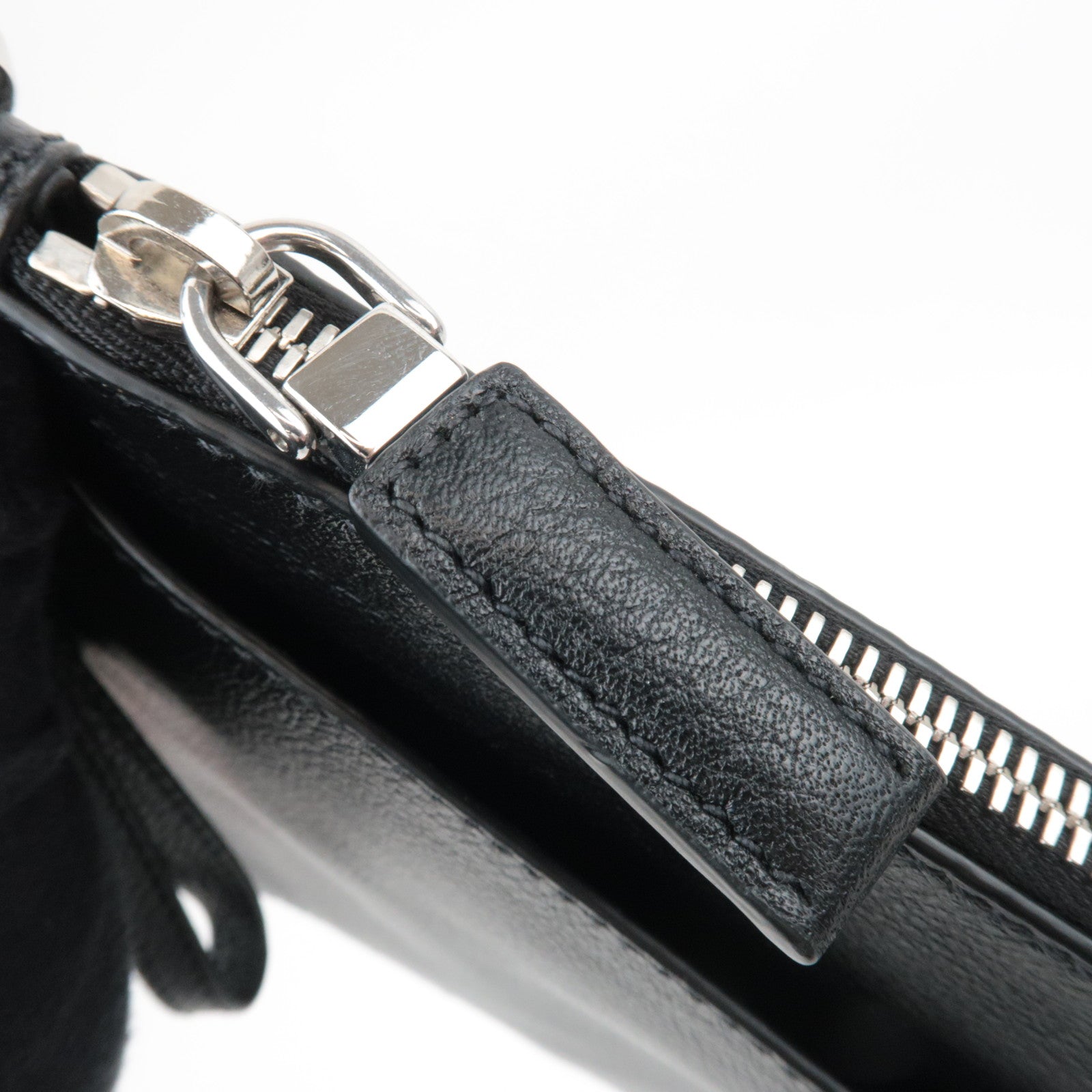 PRADA Leather Clutch Bag Black 2VN013