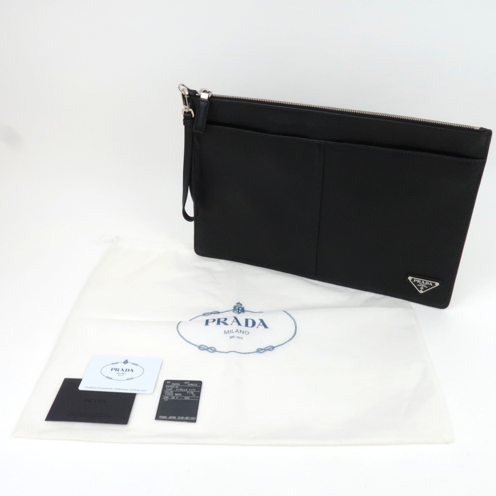 PRADA Leather Clutch Bag Black 2VN013