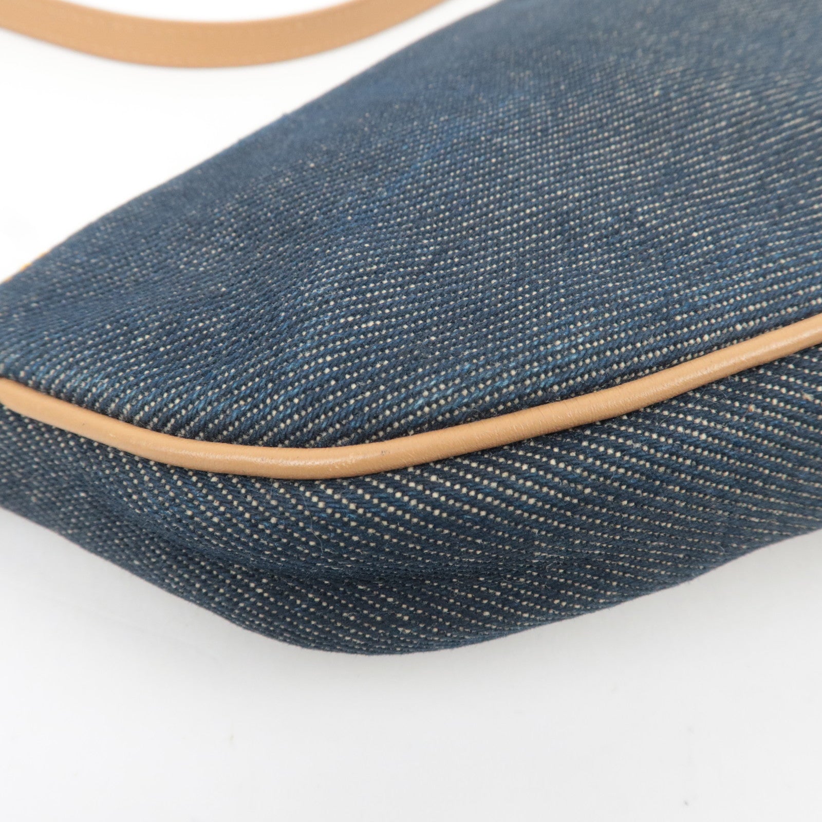 Christian Dior Mini Denim Saddle Bag Navy Beige