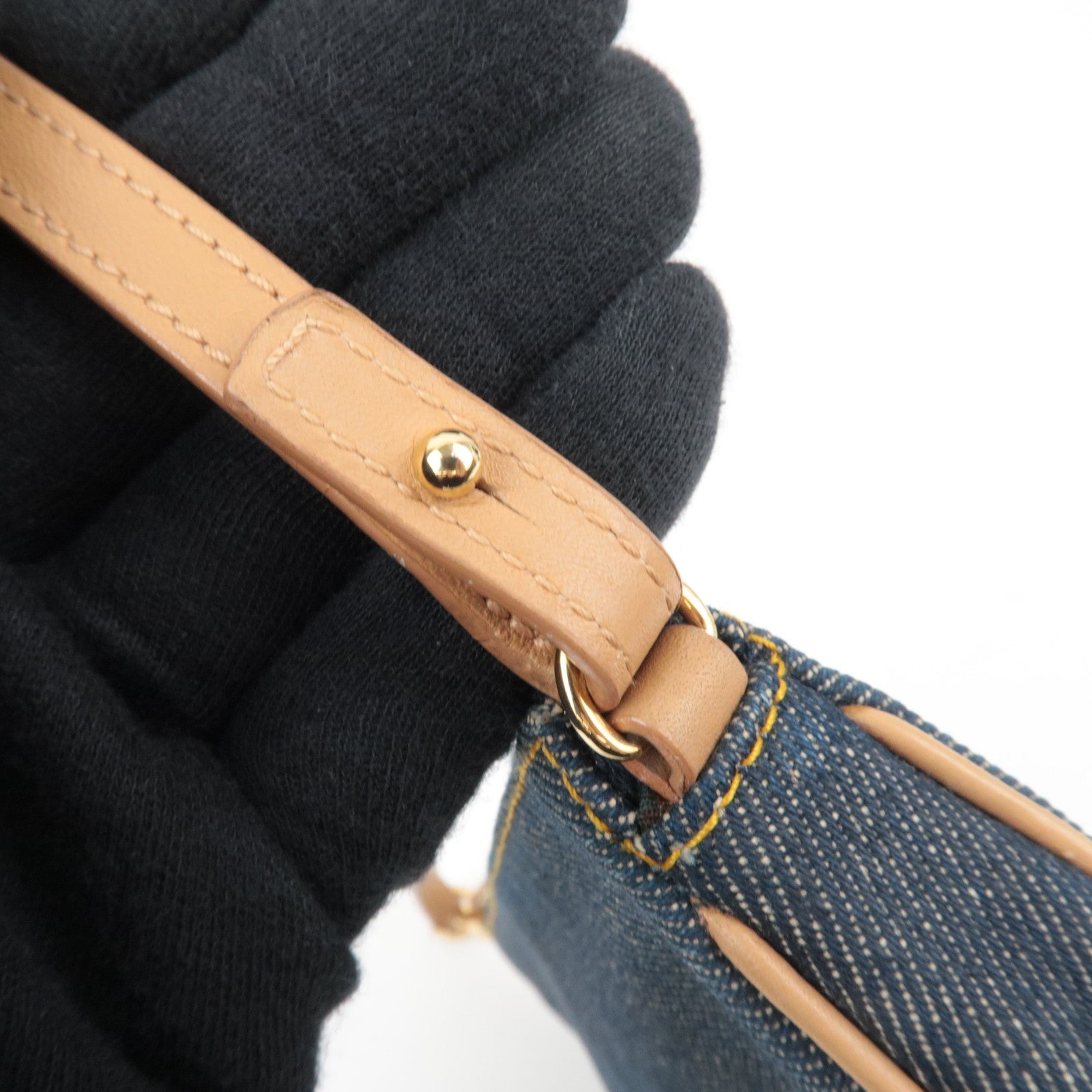 Christian Dior Mini Denim Saddle Bag Navy Beige