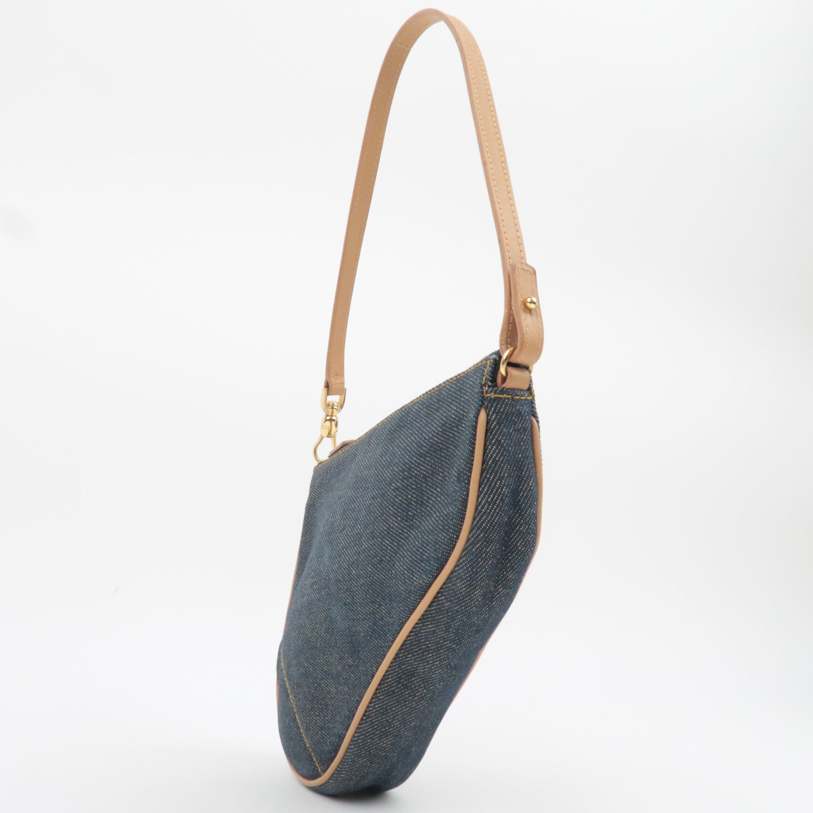 Christian Dior Mini Denim Saddle Bag Navy Beige