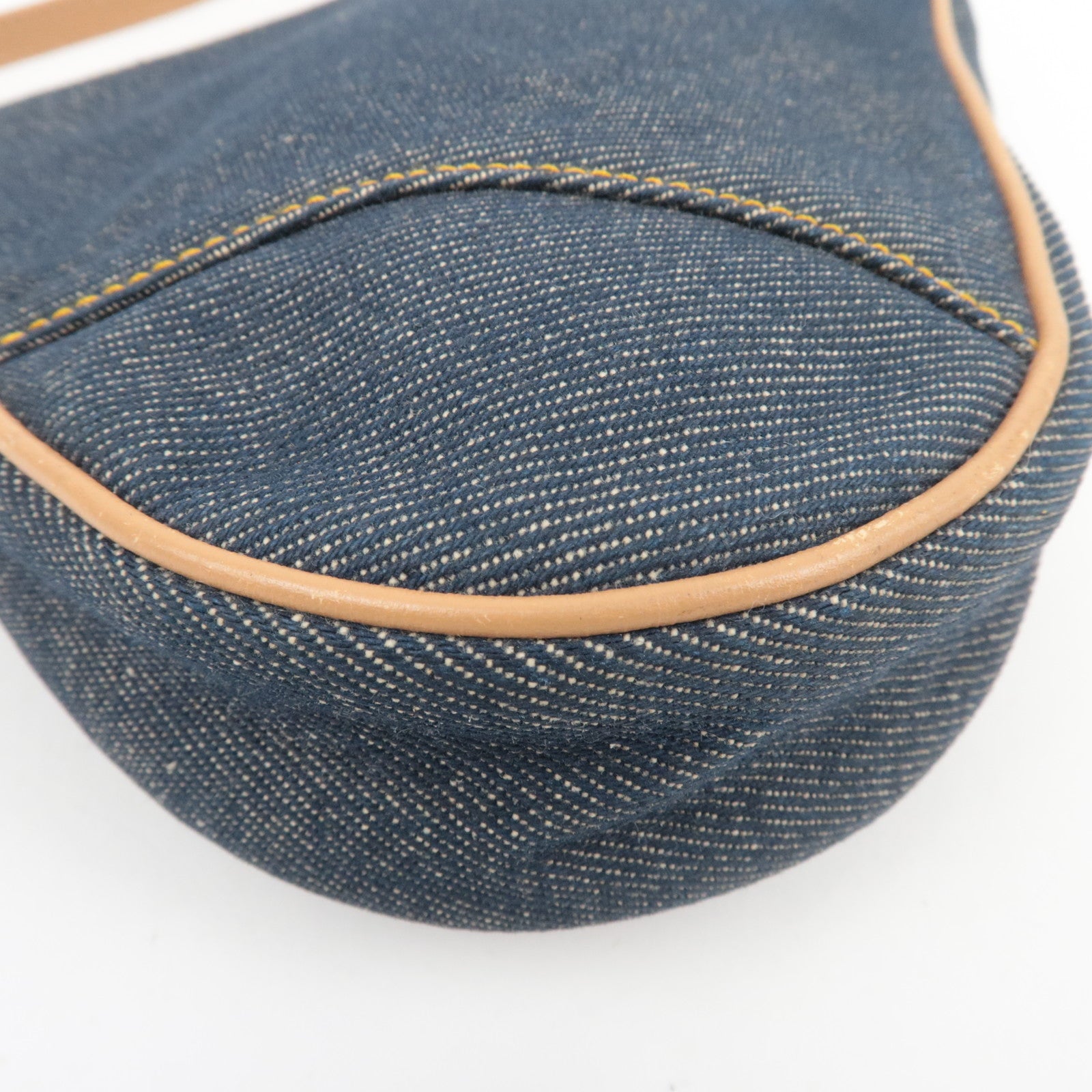 Christian Dior Mini Denim Saddle Bag Navy Beige