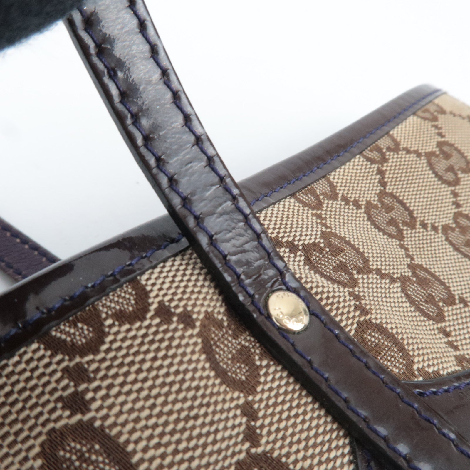 GUCCI Jolly GG Canvas Patent Tote Bag 211975