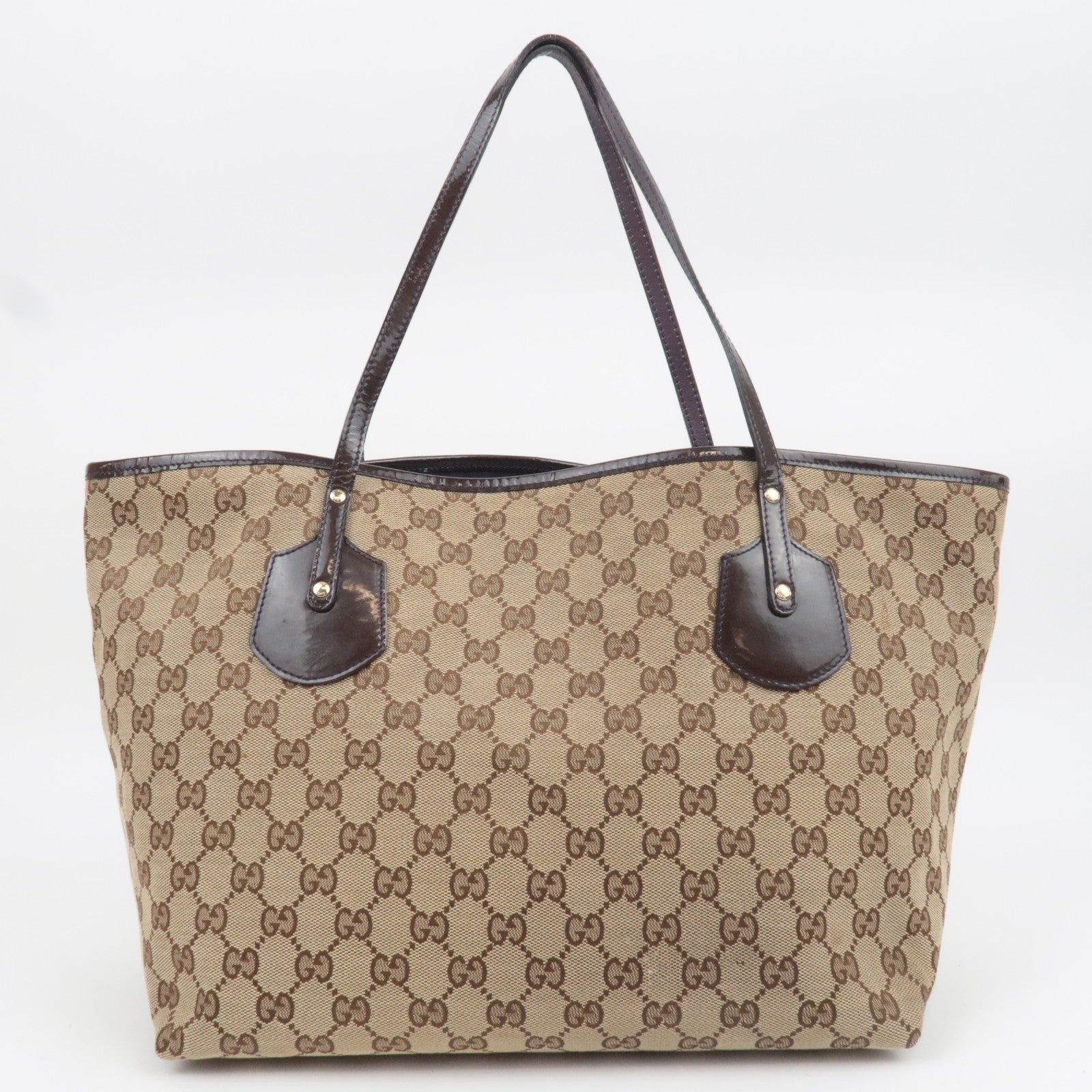 GUCCI Jolly GG Canvas Patent Tote Bag 211975