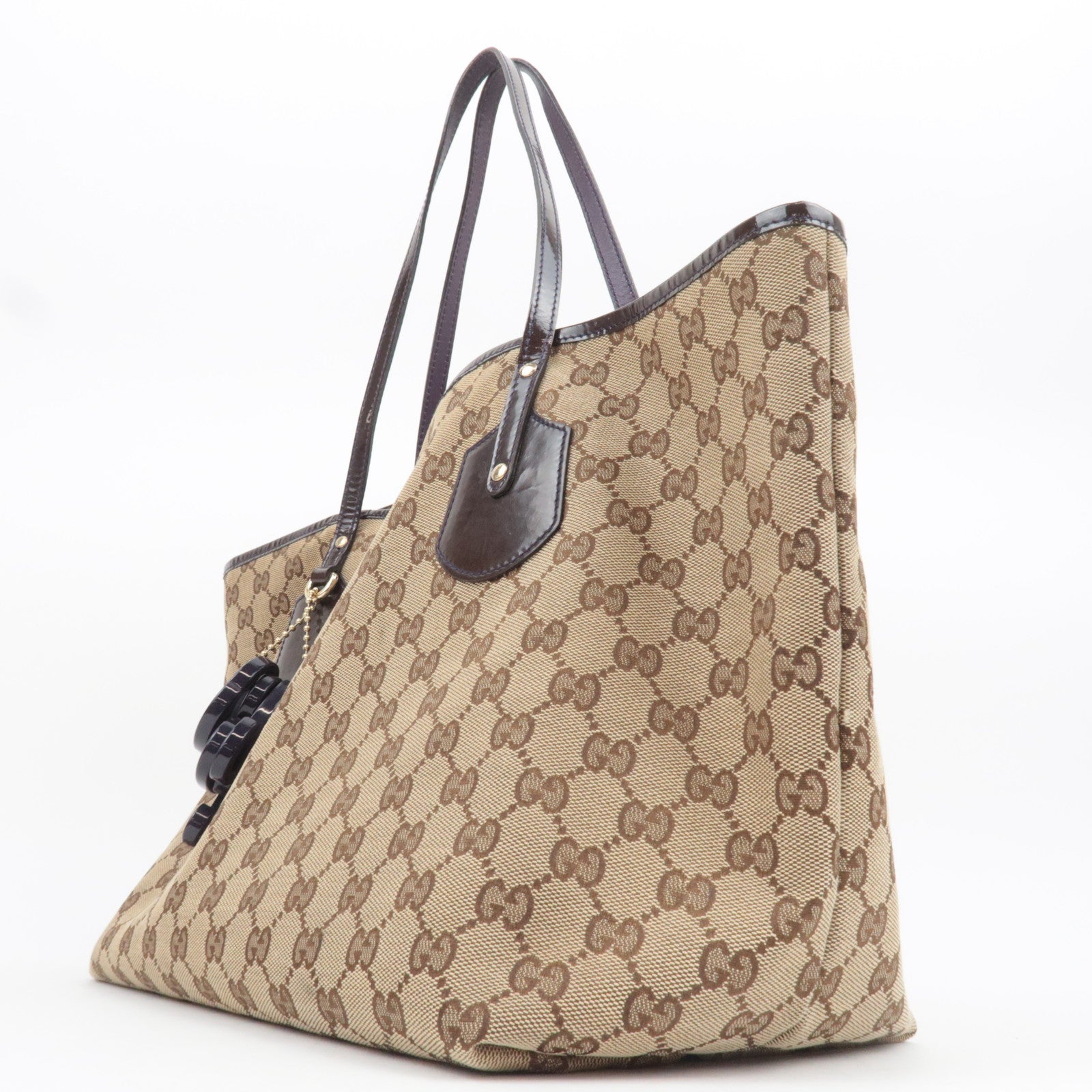 GUCCI Jolly GG Canvas Patent Tote Bag 211975