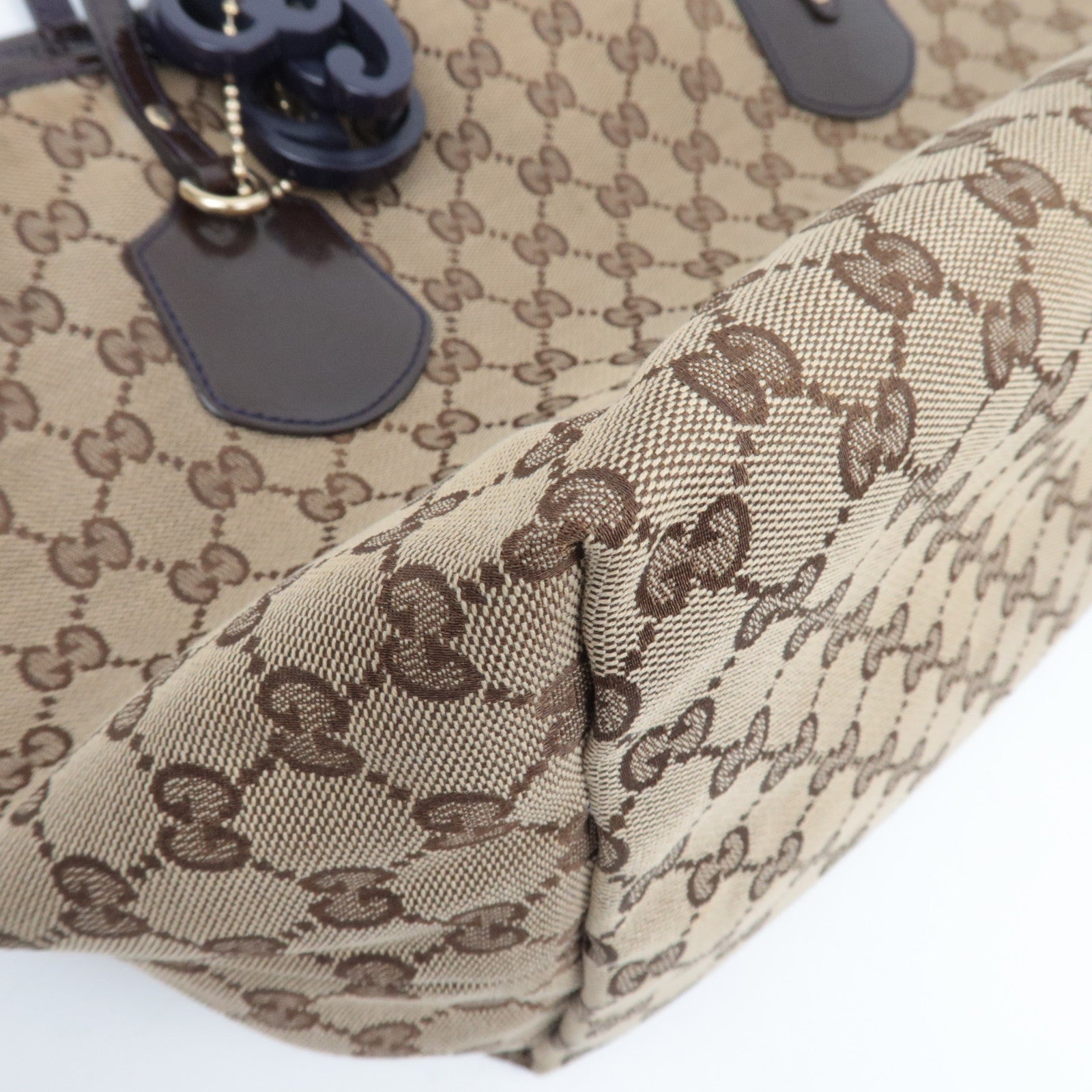 GUCCI Jolly GG Canvas Patent Tote Bag 211975