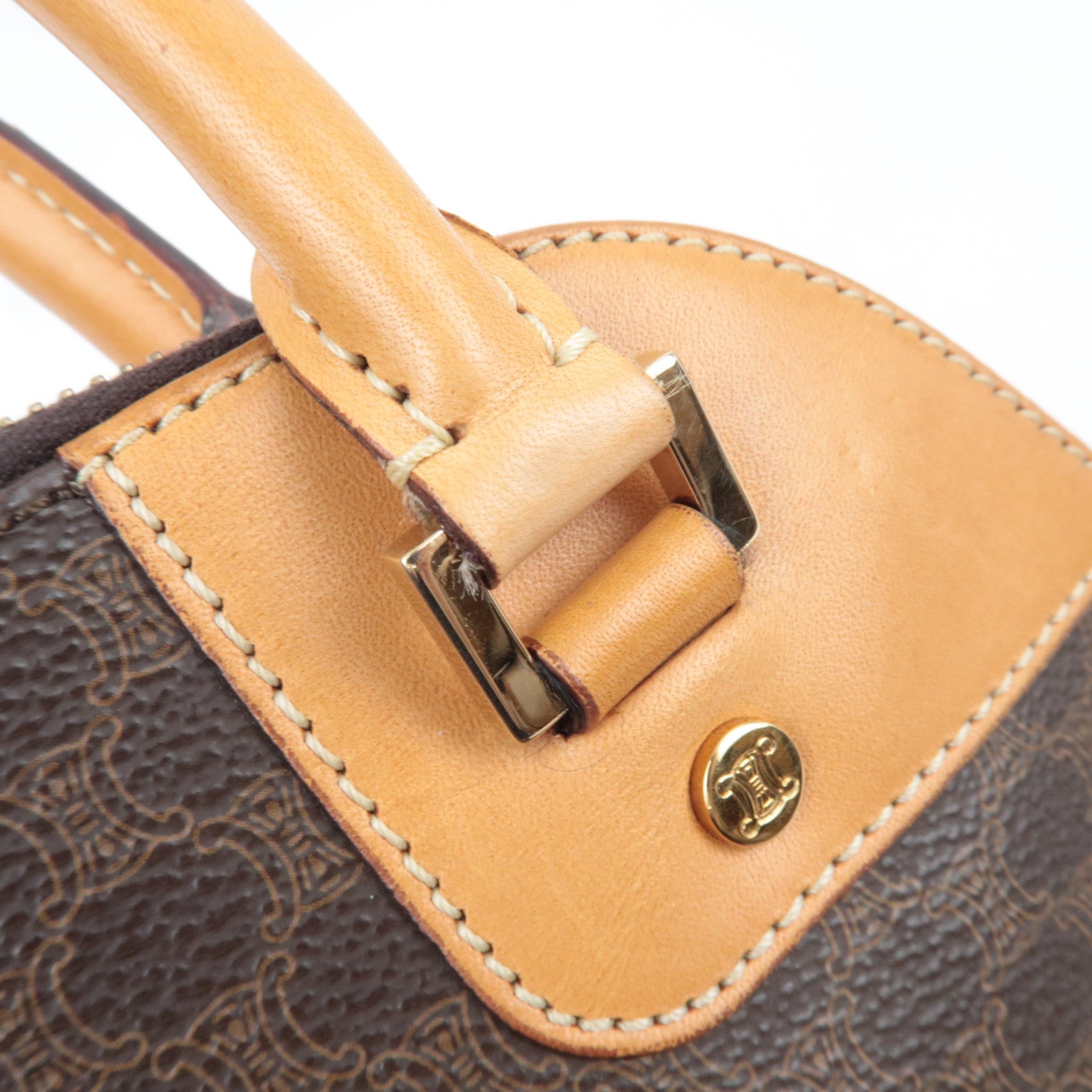 CELINE Macadam PVC Leather 2Way Handbag Brown