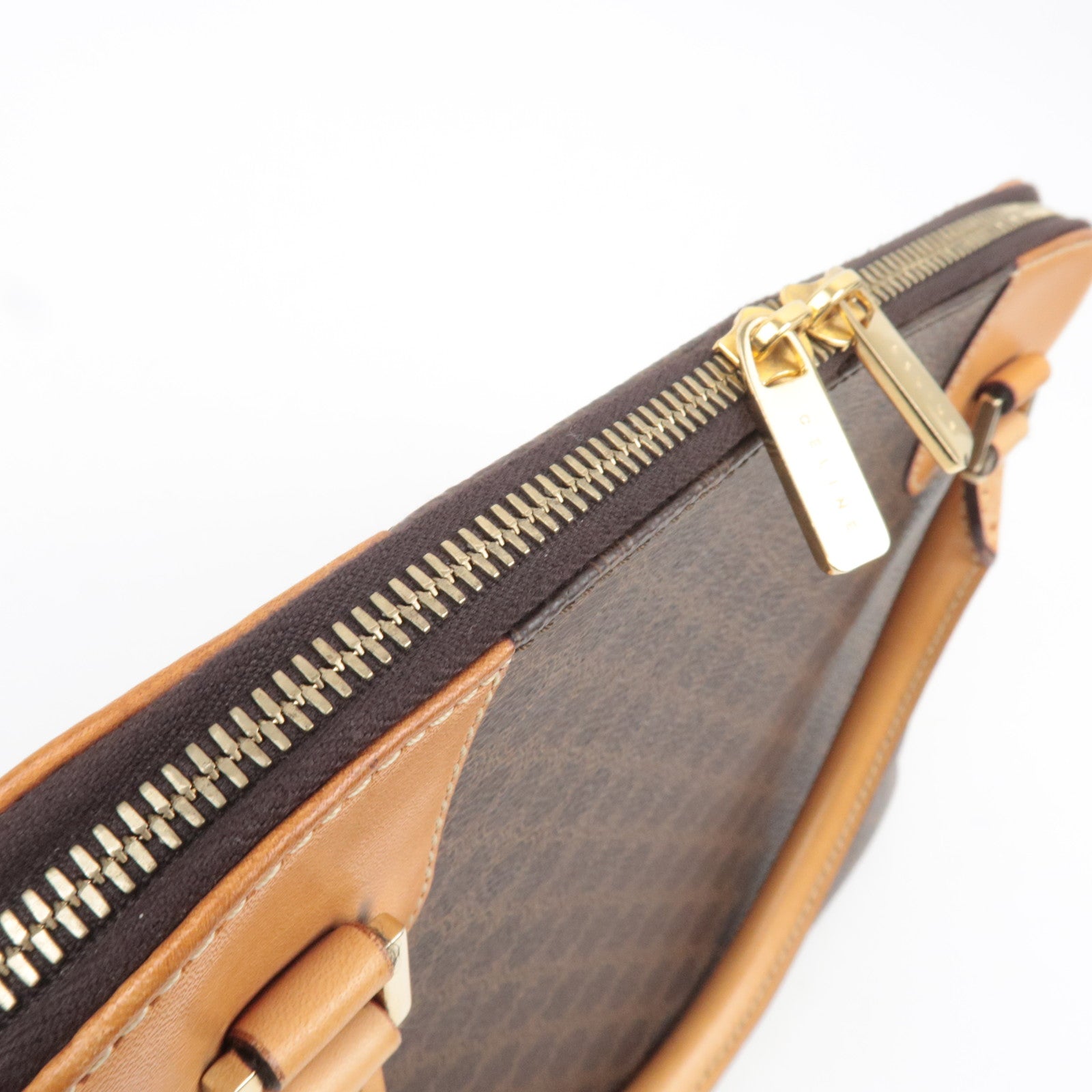 CELINE Macadam PVC Leather 2Way Handbag Brown