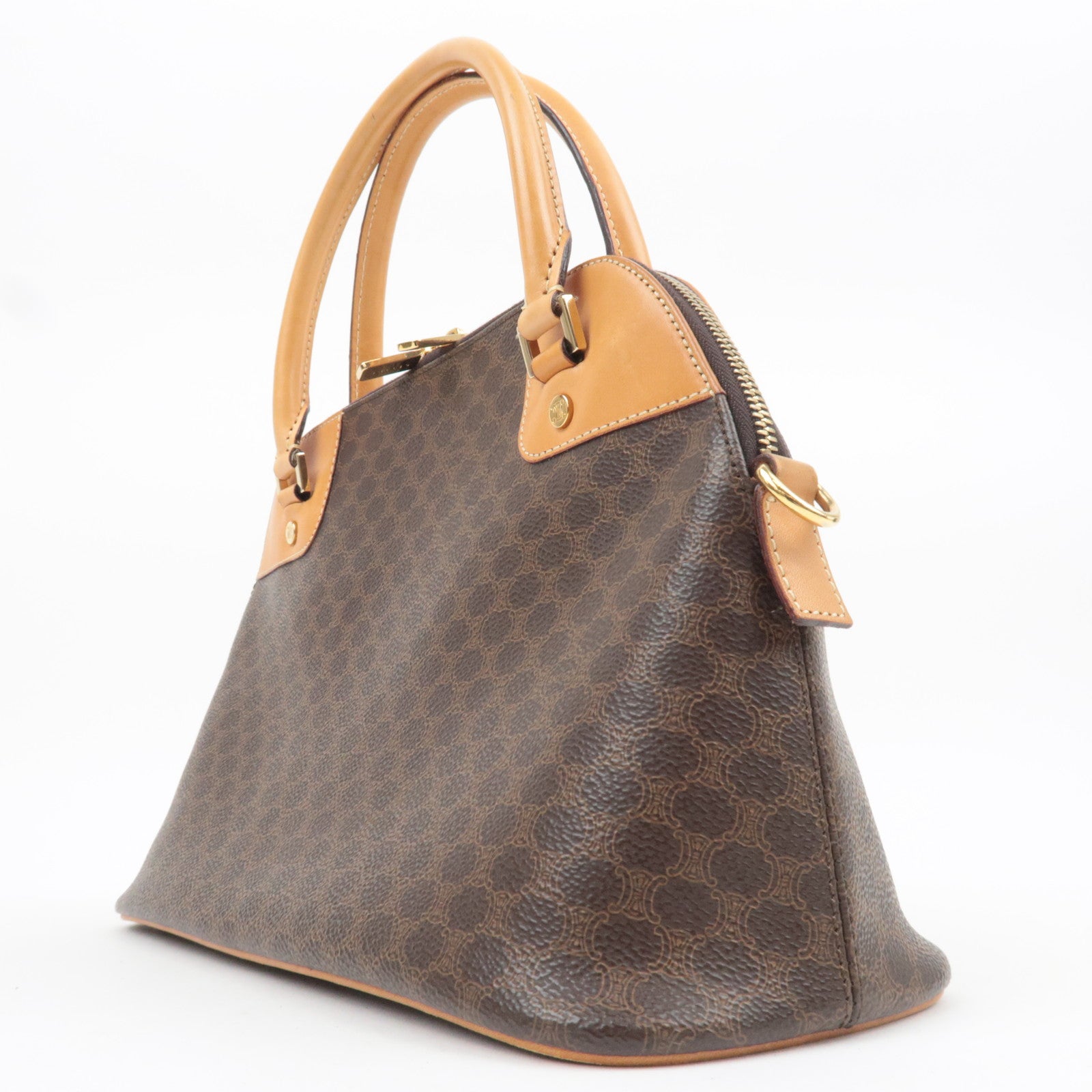 CELINE Macadam PVC Leather 2Way Handbag Brown