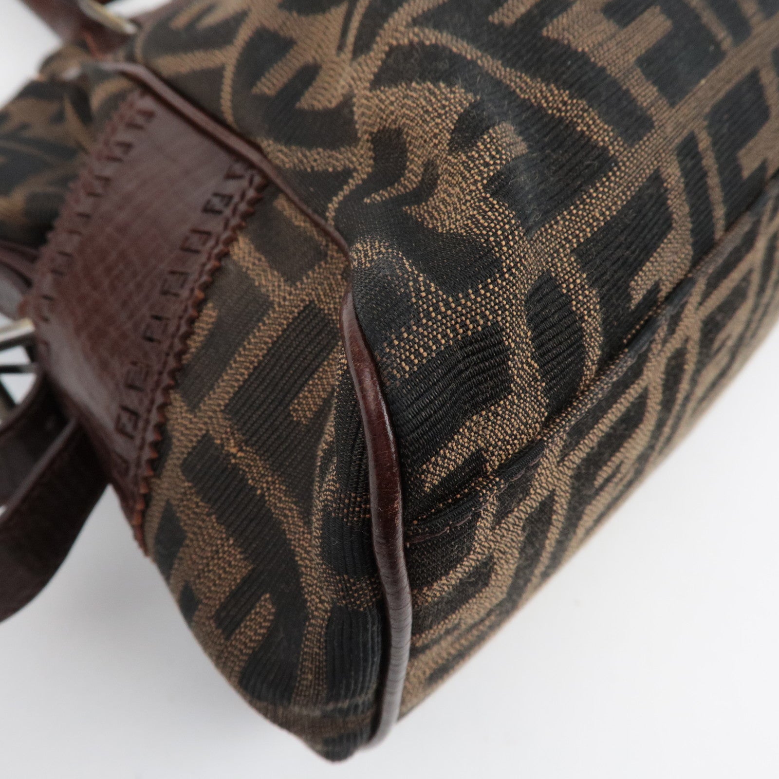 FENDI Zucca Canvas Leather Tote Bag Shoulder Bag 8BN157