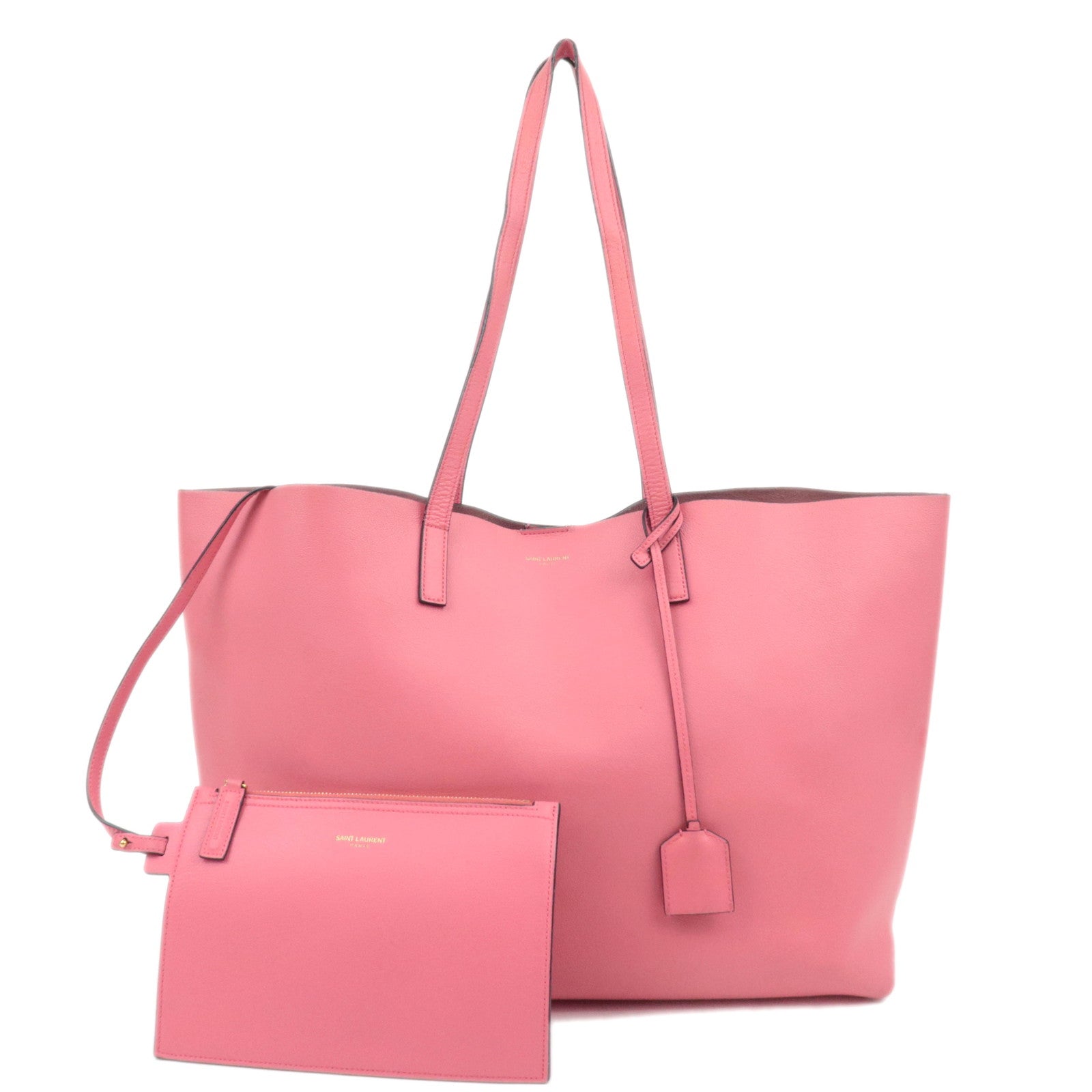 SAINT LAURENT Leather Shopping Tote Bag Pink 39419587258