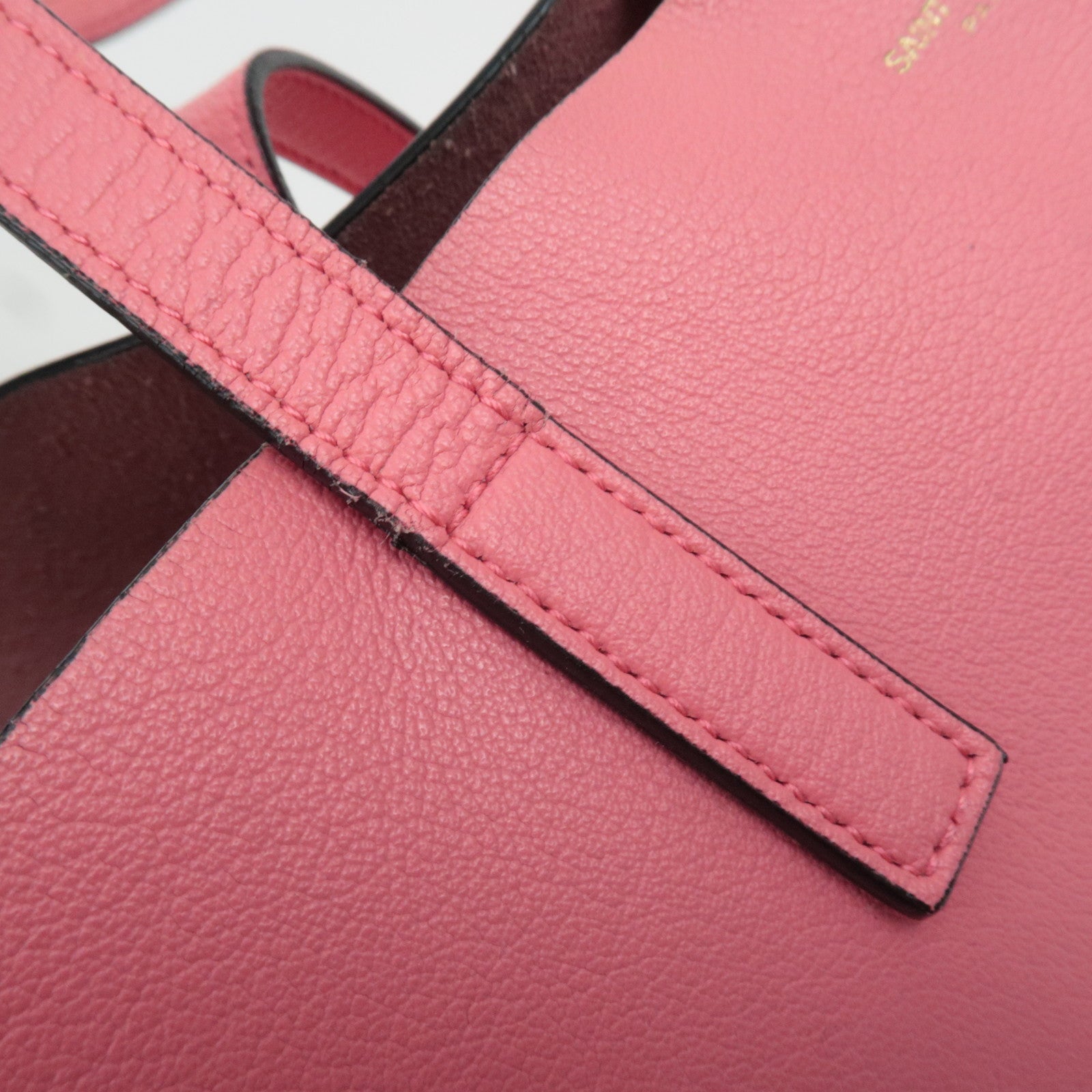 SAINT LAURENT Leather Shopping Tote Bag Pink 394195
