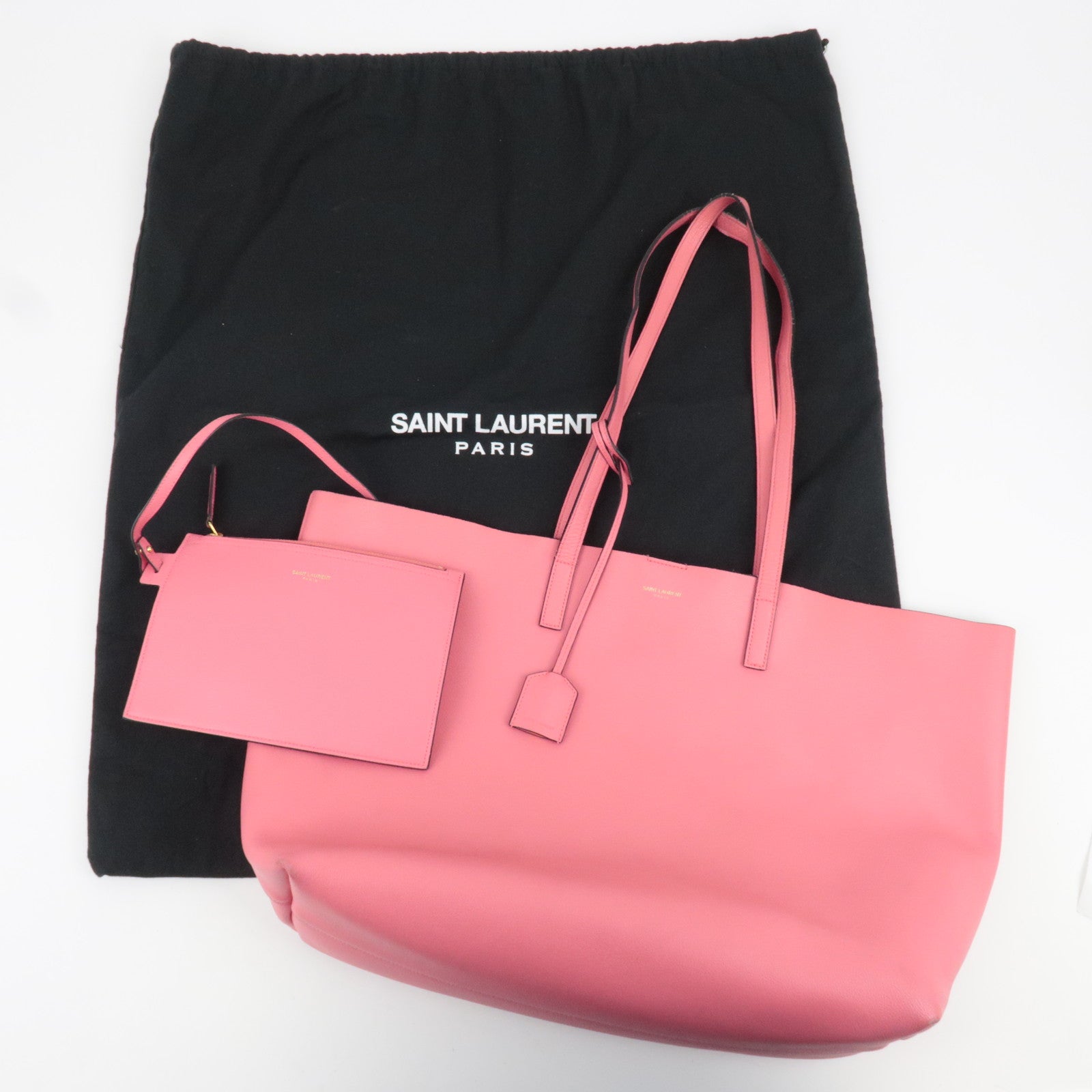 SAINT LAURENT Leather Shopping Tote Bag Pink 394195