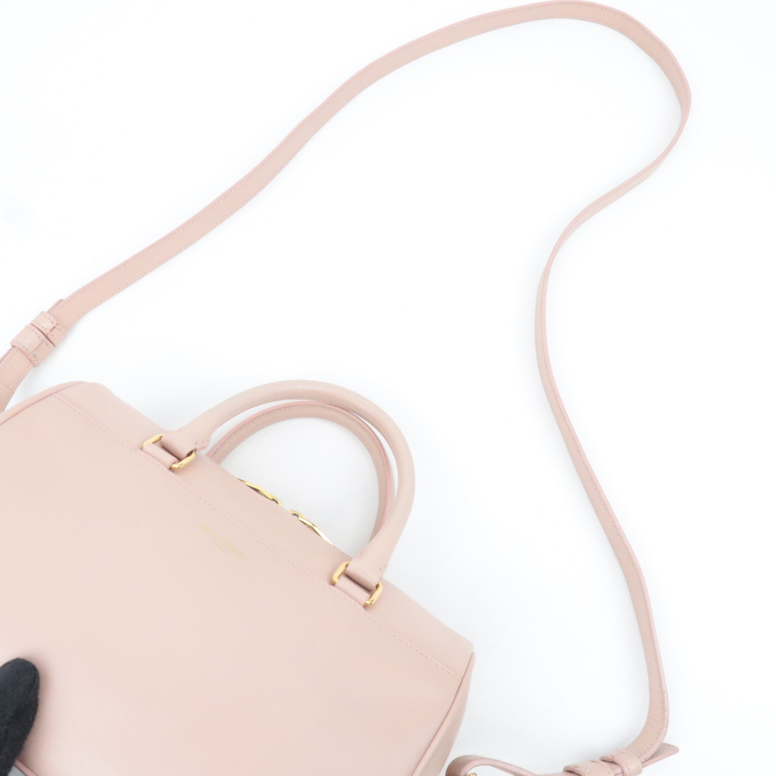 SAINT LAURENT Baby Duffle 2Way Leather Handbag Pink 330958