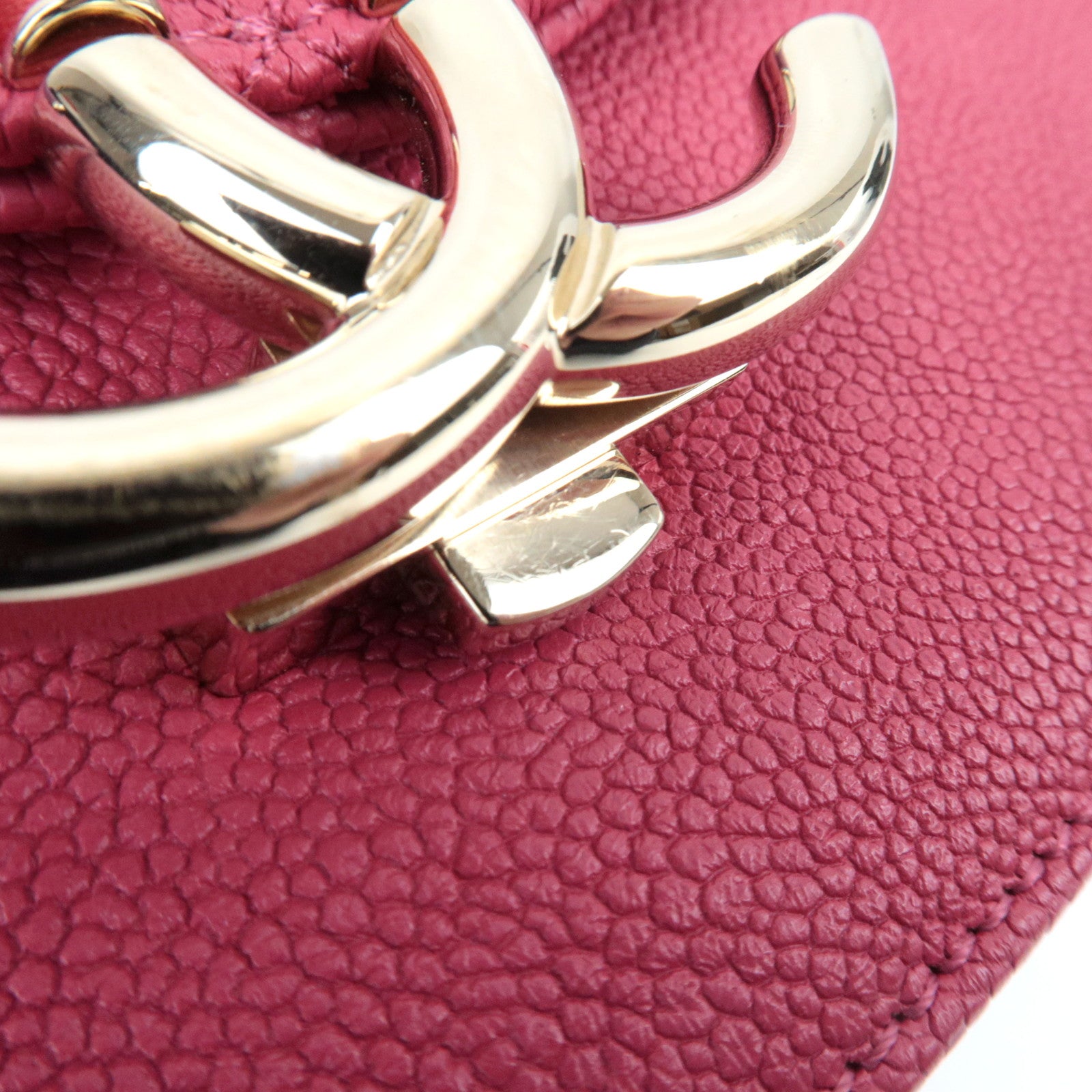 CHANEL Matelasse CC Coil Caviarskin 2Way Chain Shoulder Bag Pink A93659